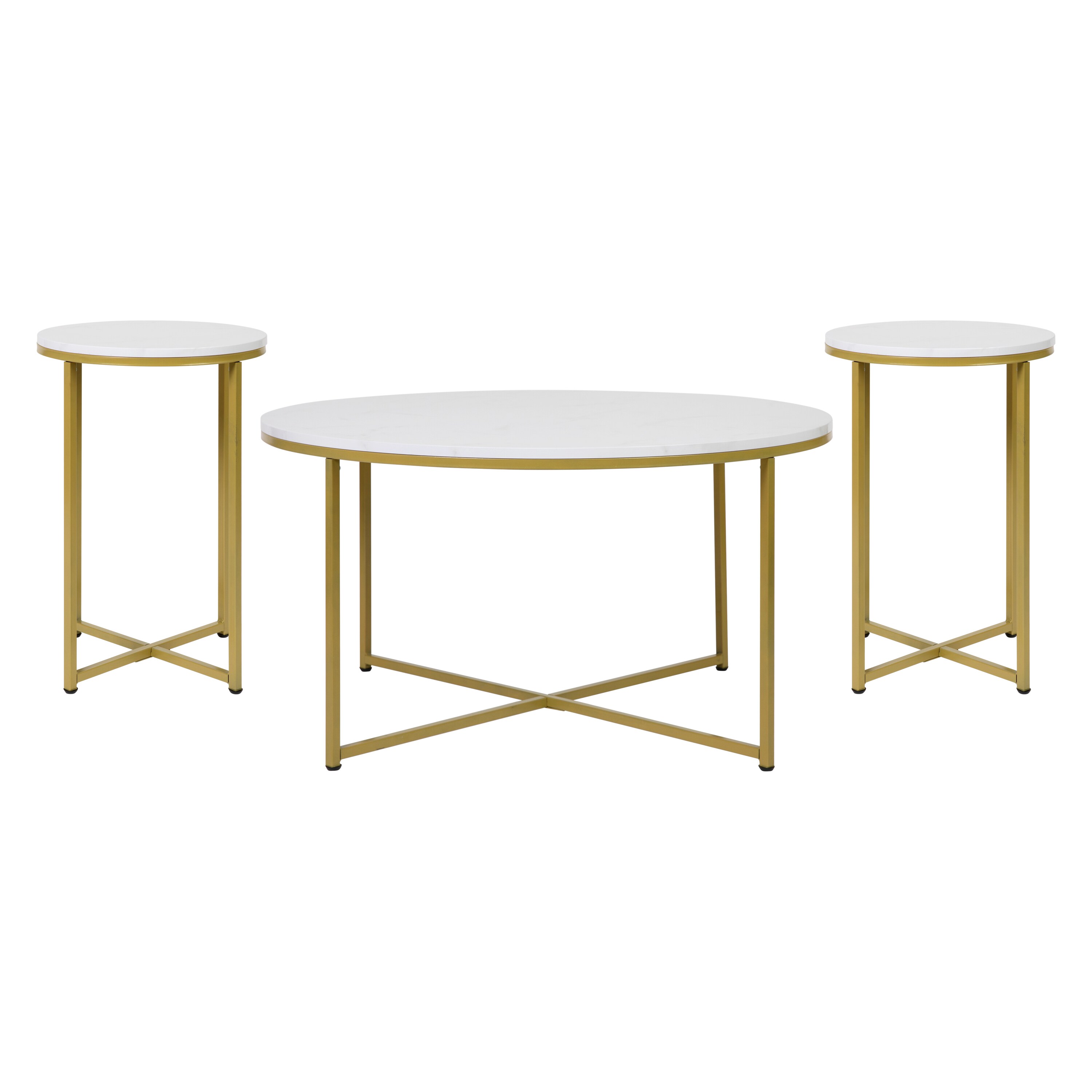 Flash Furniture 840196336695 Hampstead Modern White Accent Table Set