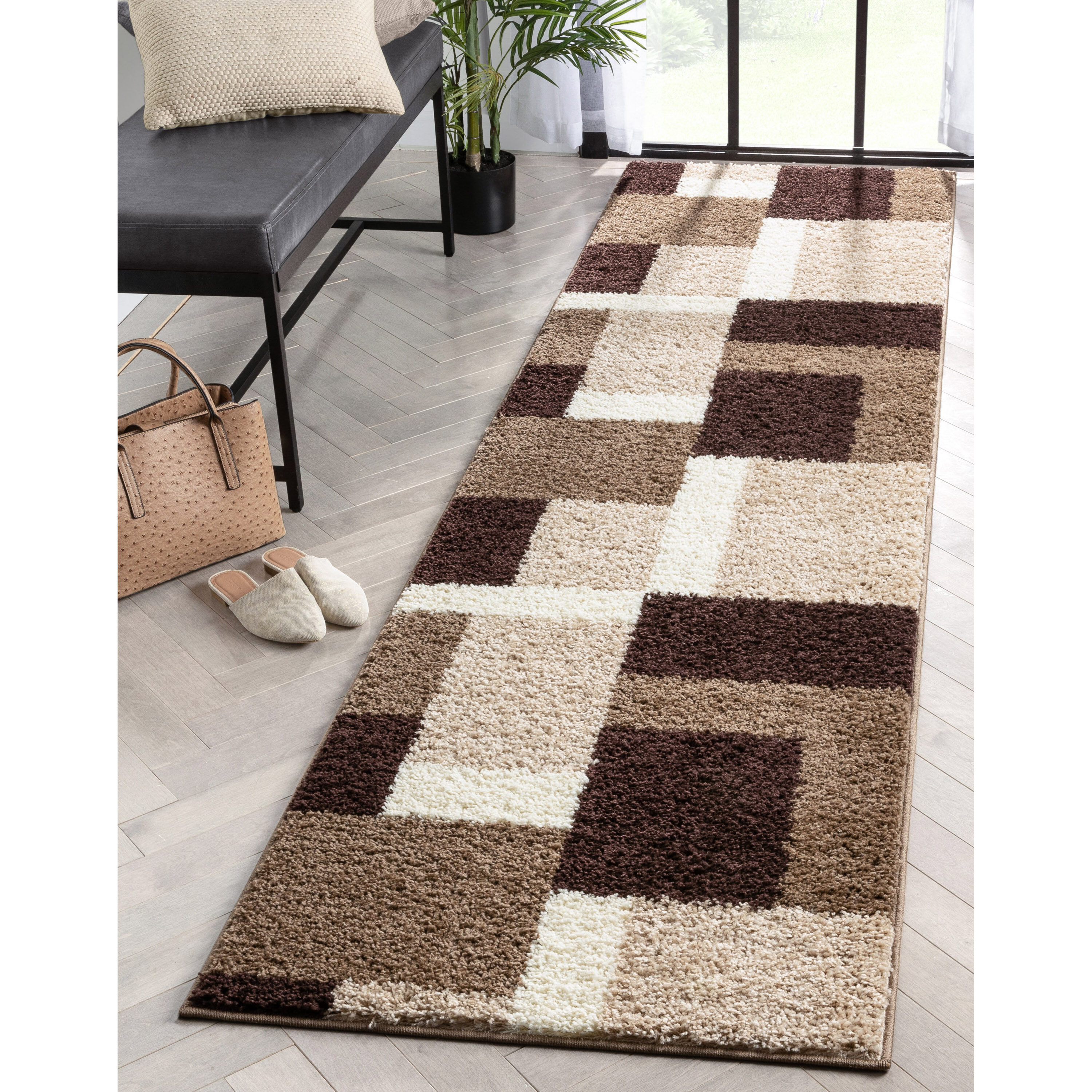 Ombre Border Bath Rug Runner Tan 2' x 5