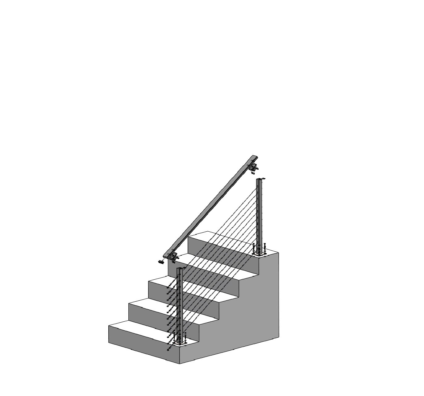 CityPost Stair Deck Mount 6-ft x 5in x 42-in Black Steel Deck Cable ...