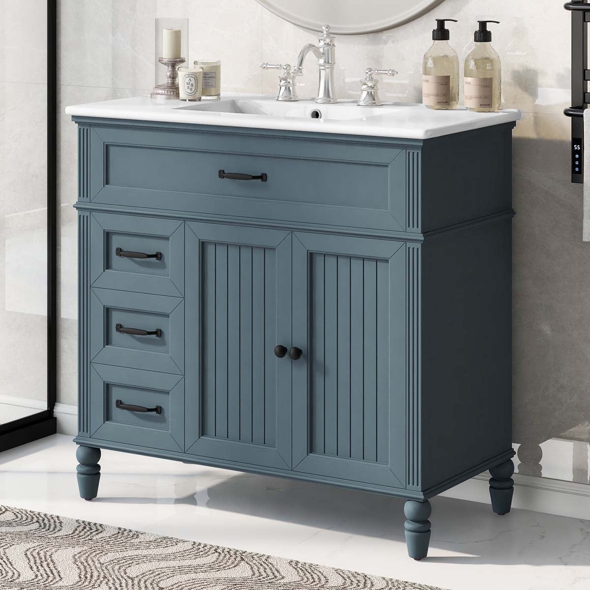 ModernLuxe Assembly Required 36inch Bathroom Vanity with Sink Blue ...