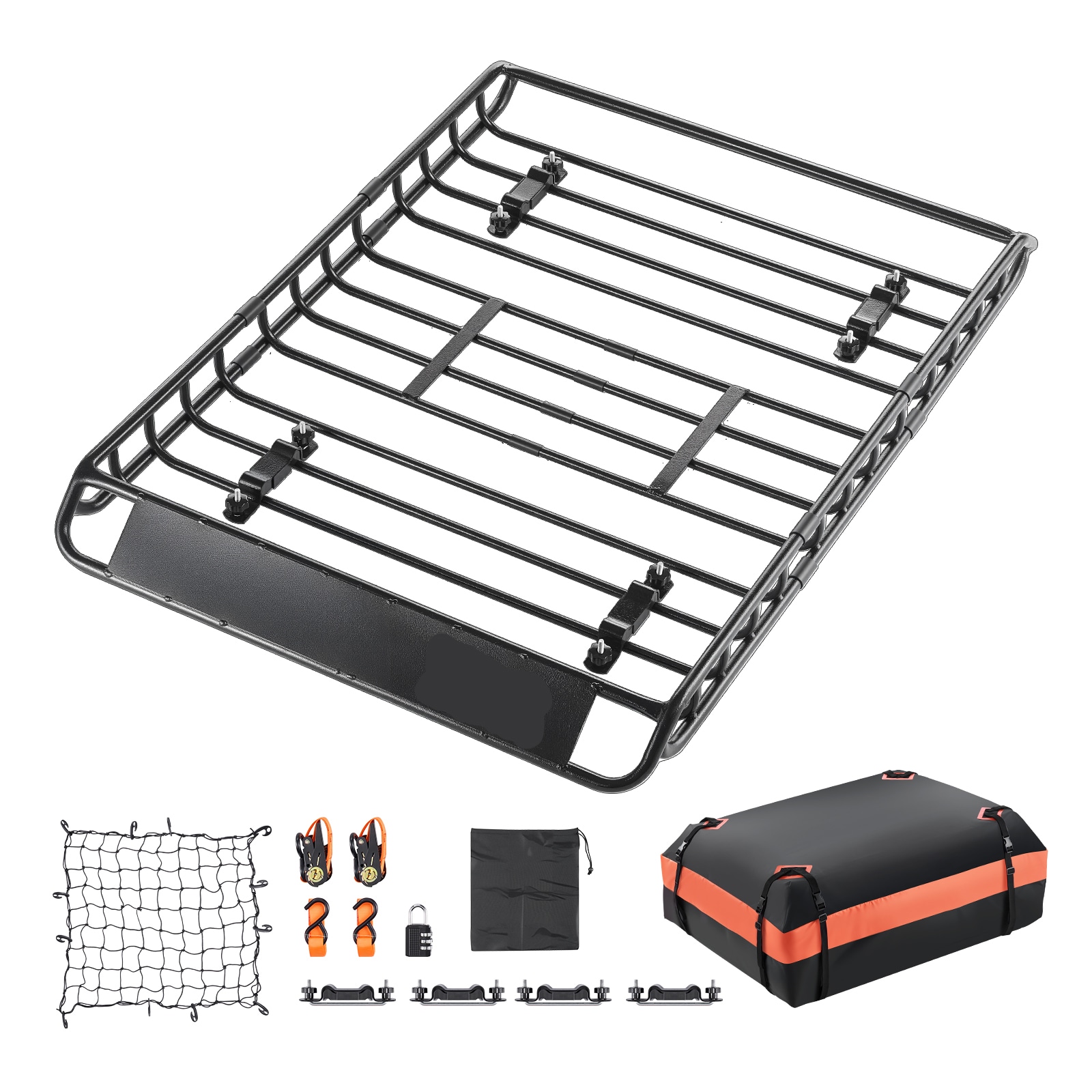 VEVOR Roof Rack Basket  51 x 36 x 4.1 in  Universal Rooftop Cargo Carrier with 1120 x 870 x 260 mm Cargo Bag  Net  Ratchet Straps  200 lbs Max Load Capacity Car Top Luggage Holder  for SUV Truck Car