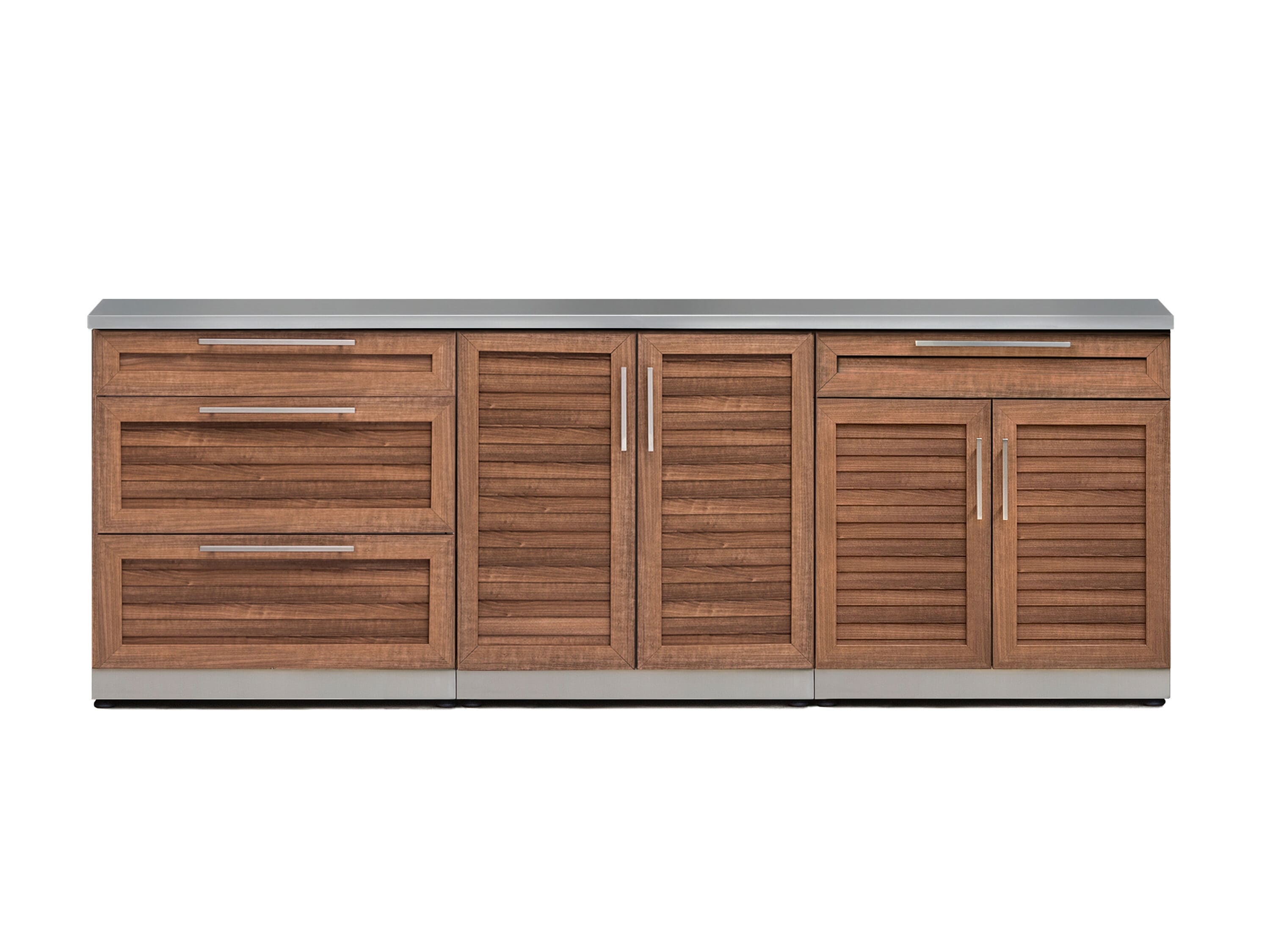 NewAge Products 65675 Stainless Steel Grove 4 -Piece 96-in W x 24-in D x 35.5-in H Modular Outdoor Kitchen Set