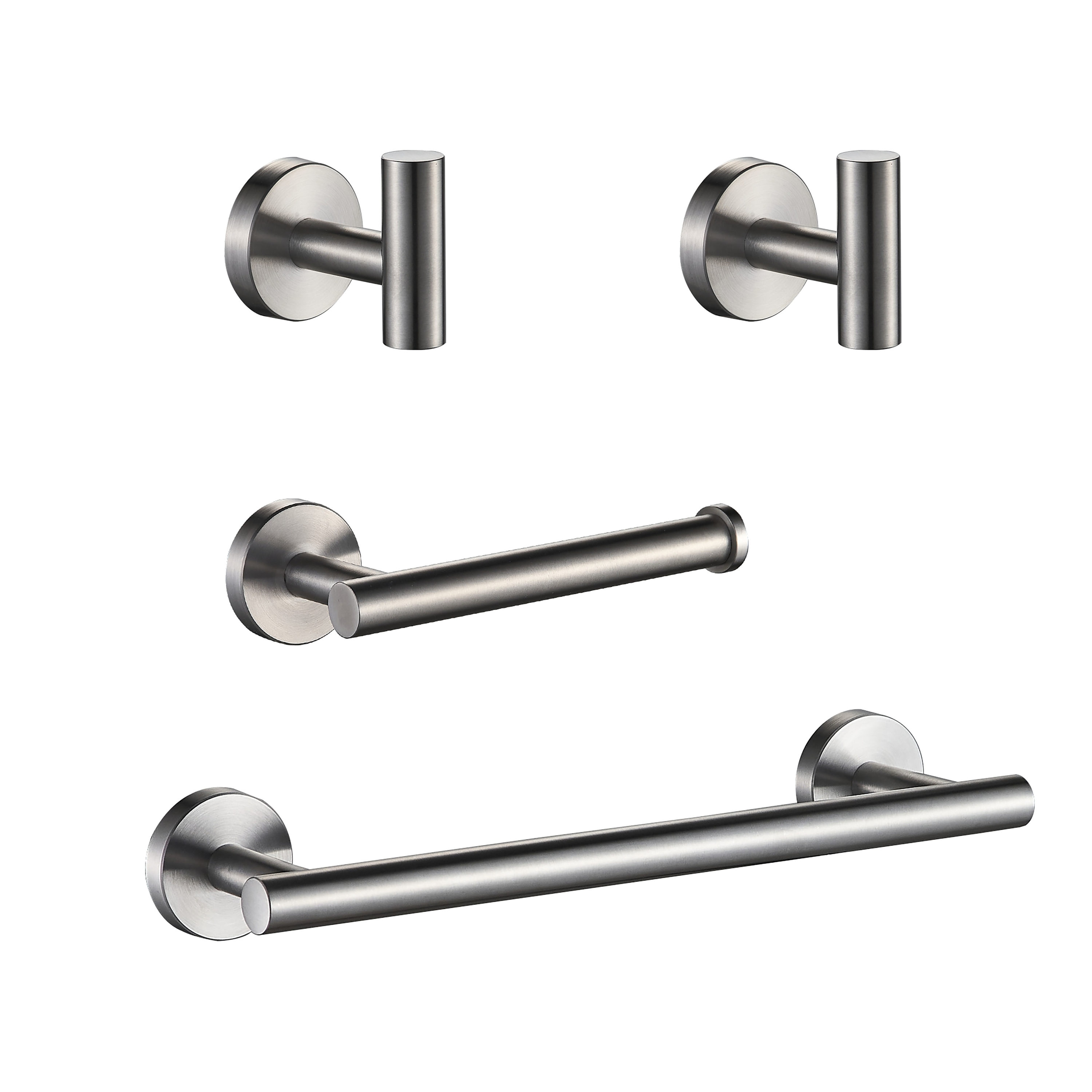 FORIOUS LL0216BN-4 4 -Piece Brushed Nickel Decorative Bathroom Hardware Set Towel Bar, Toilet Paper Holder, ,Robe Hook Included