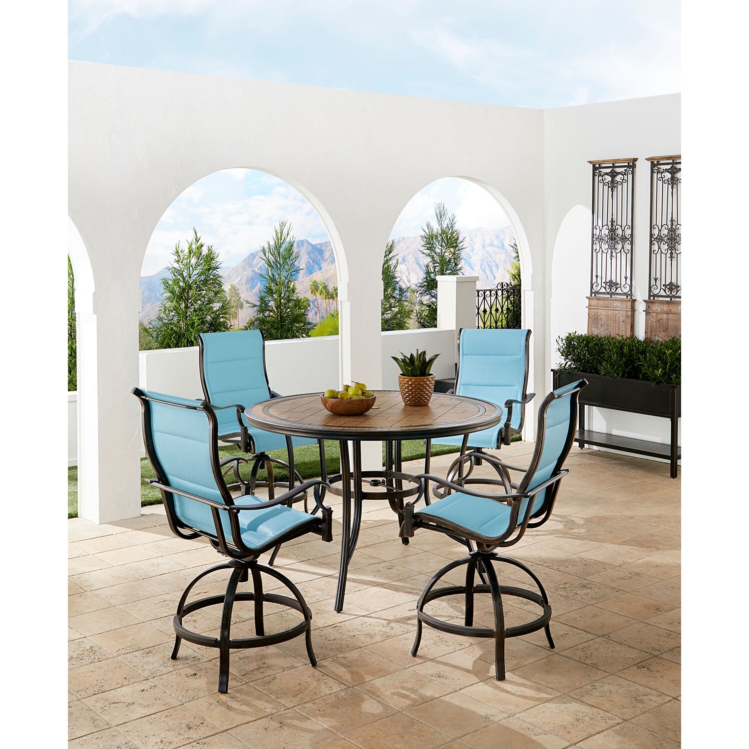 Hanover MONDN5PCPDBR-C-BLU Patio-Dining-Sets - View #6