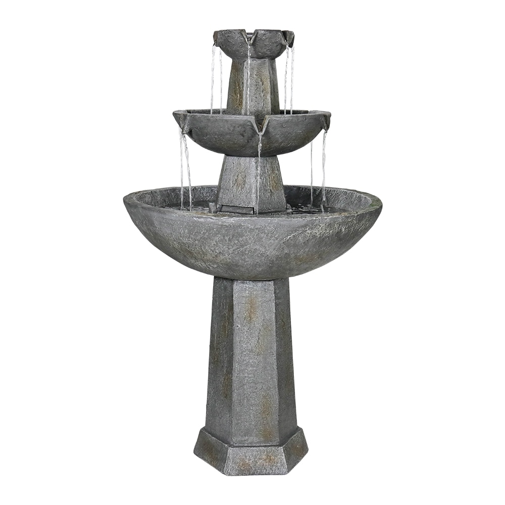 Watnature SJ51067 43.3-in H Concrete Electric Powered Tiered Outdoor Fountain Pump Included