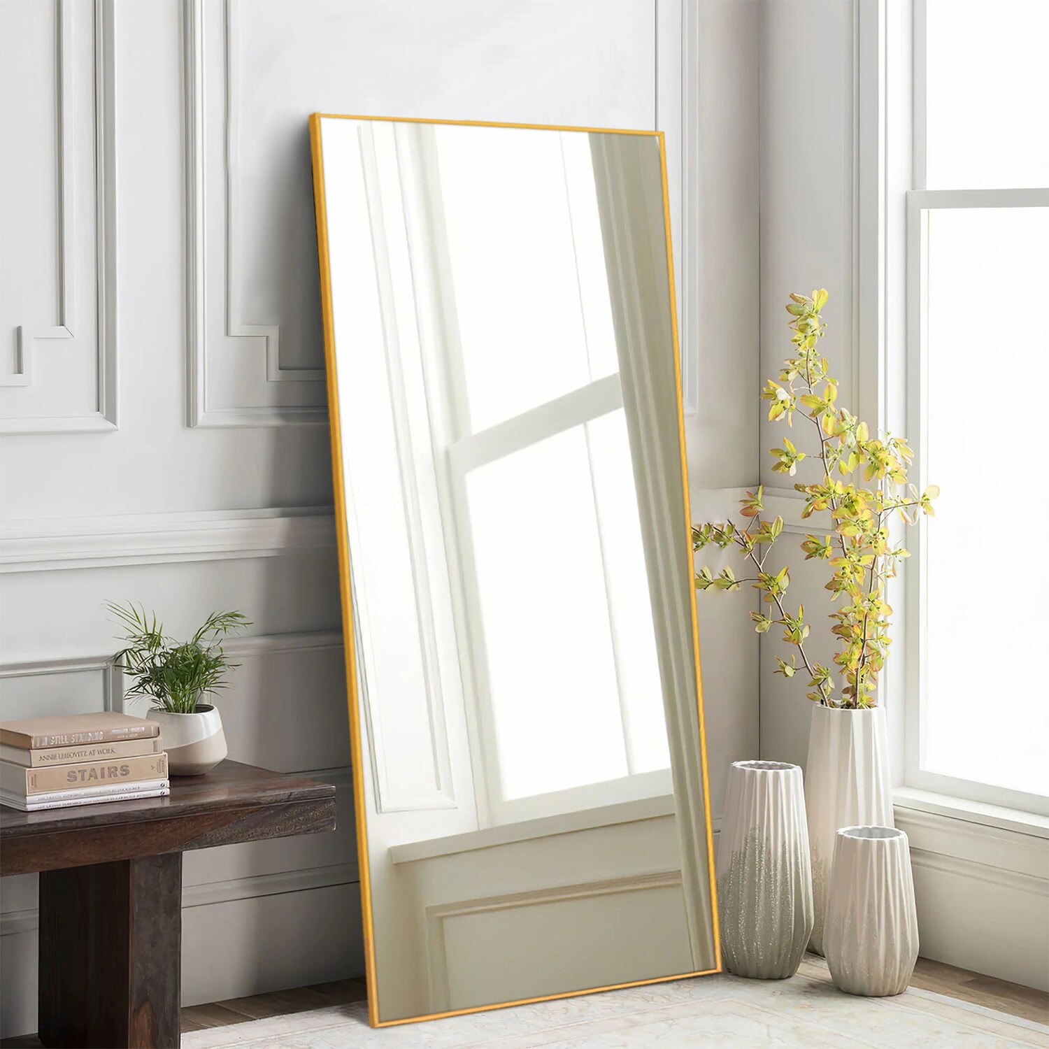 NeuType 71-in x 24-in Framed Bathroom Vanity Mirror (Gold) in the ...