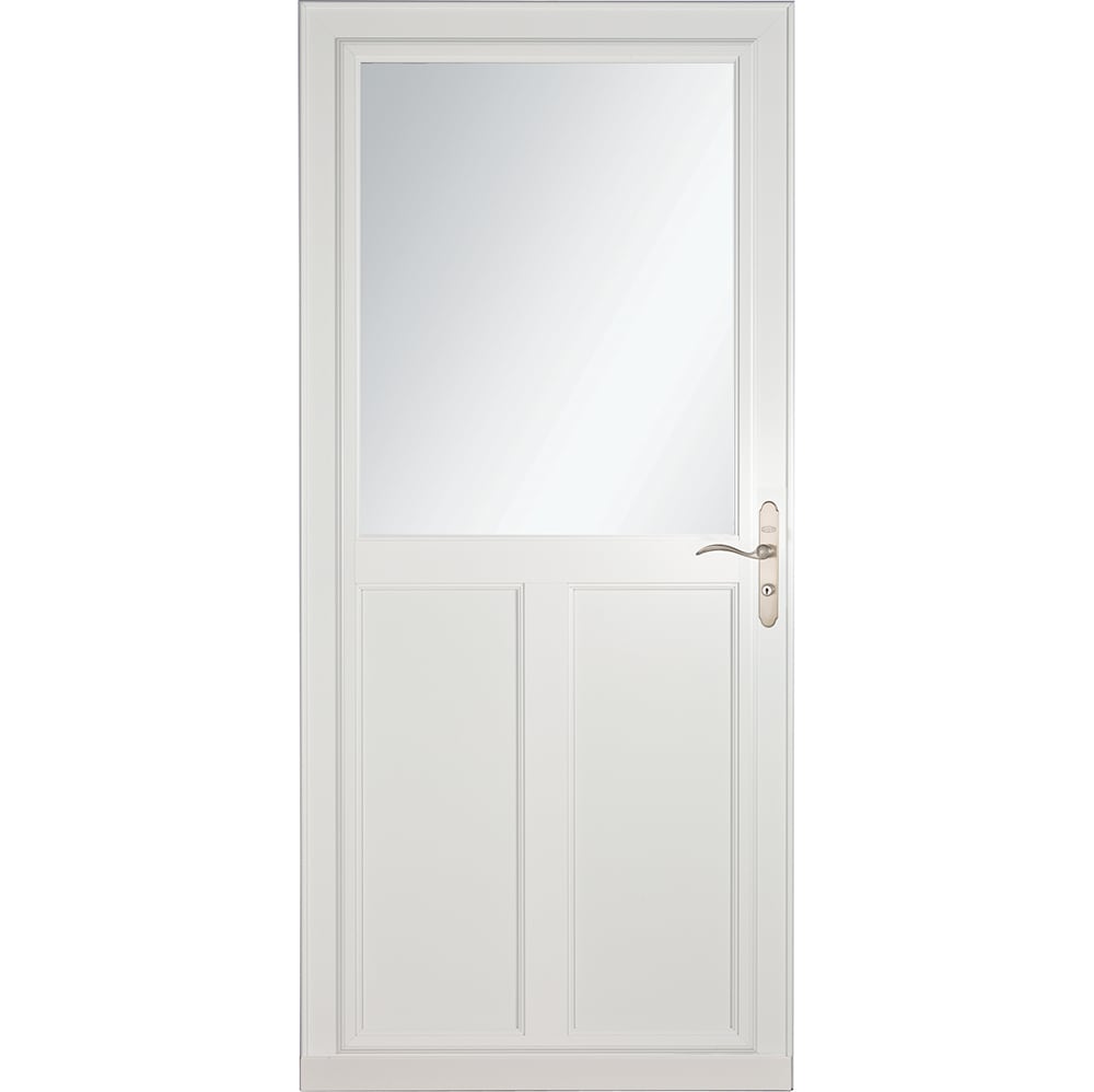 Tradewinds Selection 36-in x 81-in White High-view Retractable Screen Aluminum Storm Door with Brushed Nickel Handle | - LARSON 1460803217