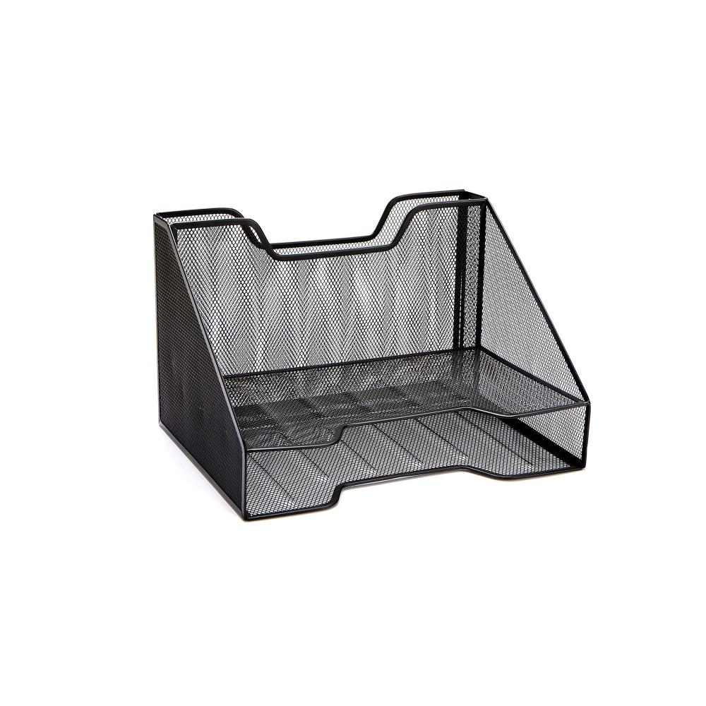 Mind Reader MESHBOX3-BLK Metal 3 Compartment Letter Tray, Pack of 1, Black