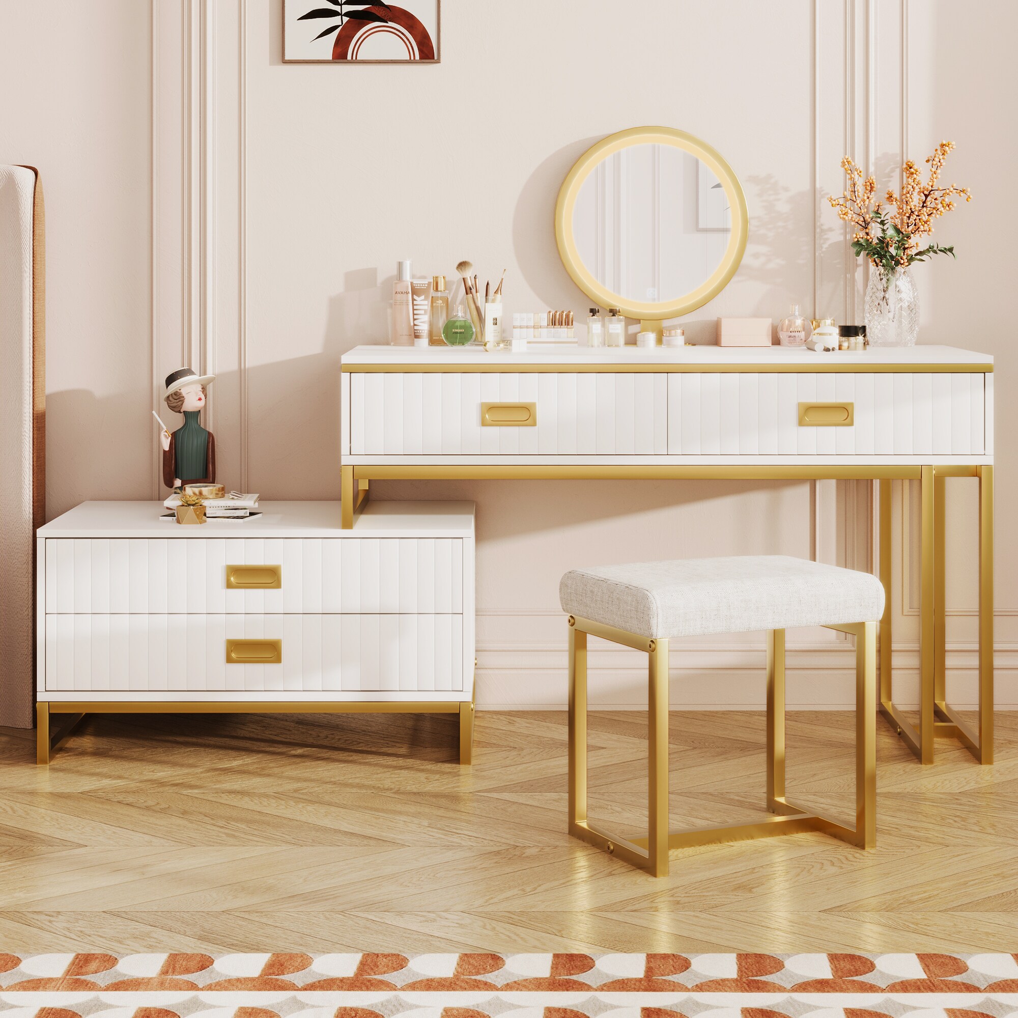 Poly furniture SZT-25 74.8-in White Makeup Vanity