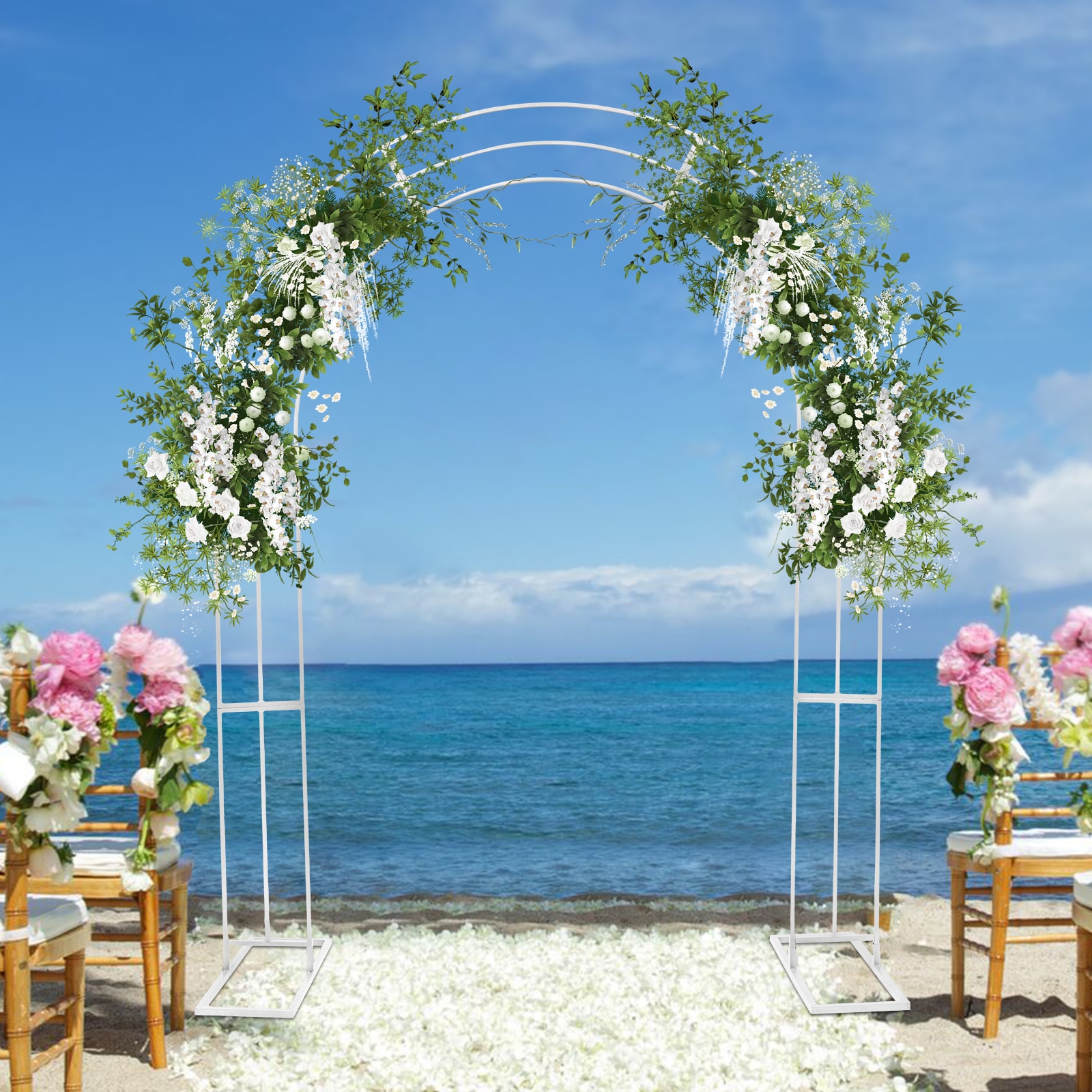 CNCEST 5.89-ft W x 8.53-ft H Large White 3-layer Arch For Wedding Party ...