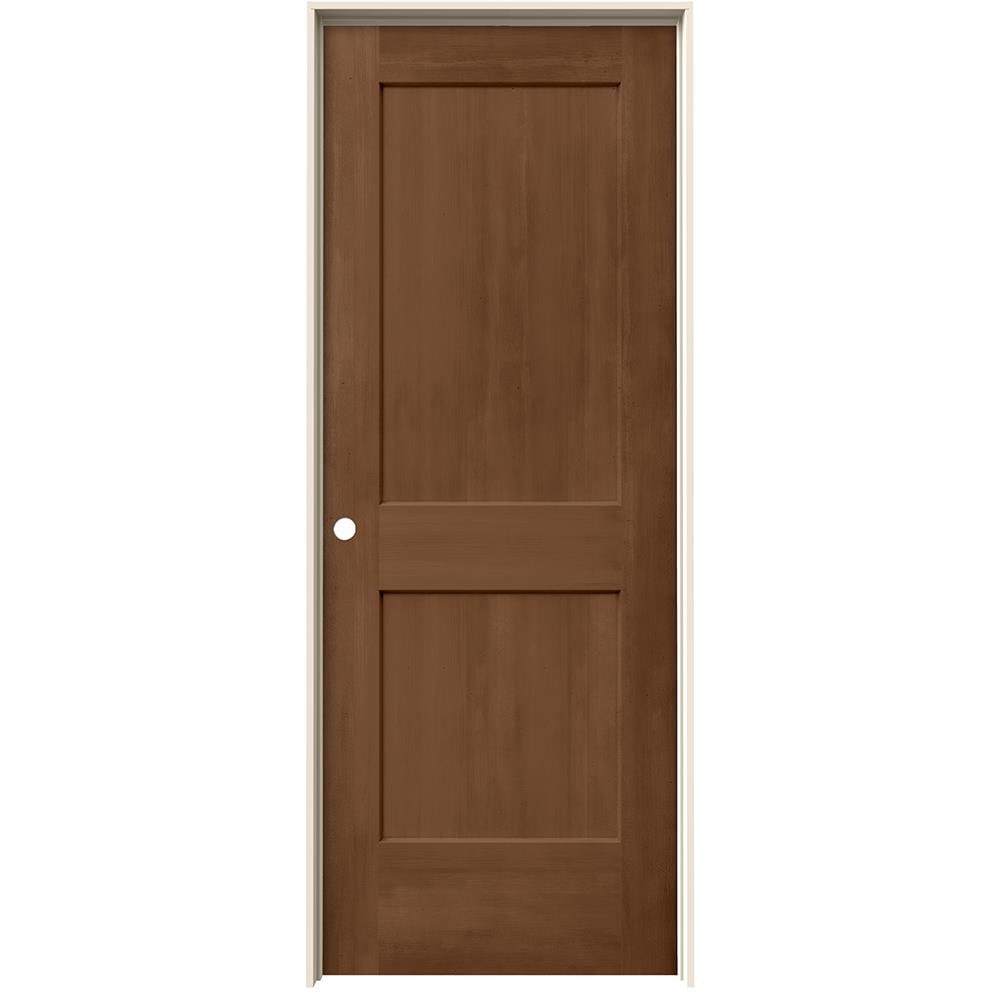 JELD-WEN 32-in x 80-in Hazlenut Solid Core 2-panel Square Right Hand Smooth Stained Molded Composite Flat Jamb Single Prehung Interior Door in Brown -  LOWOLJW222201041