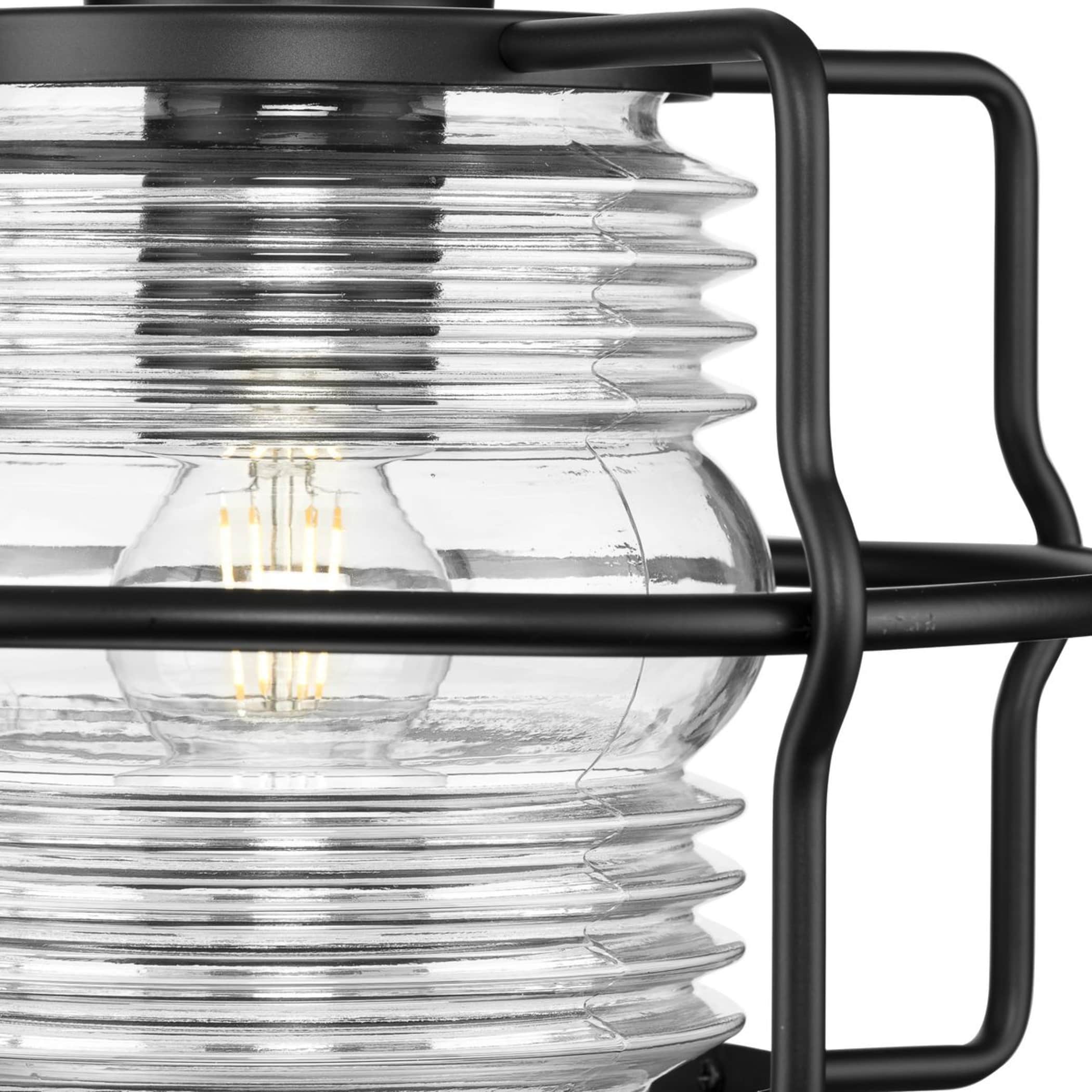 Keegan 13" Matte Black Glass Outdoor Hanging Lantern