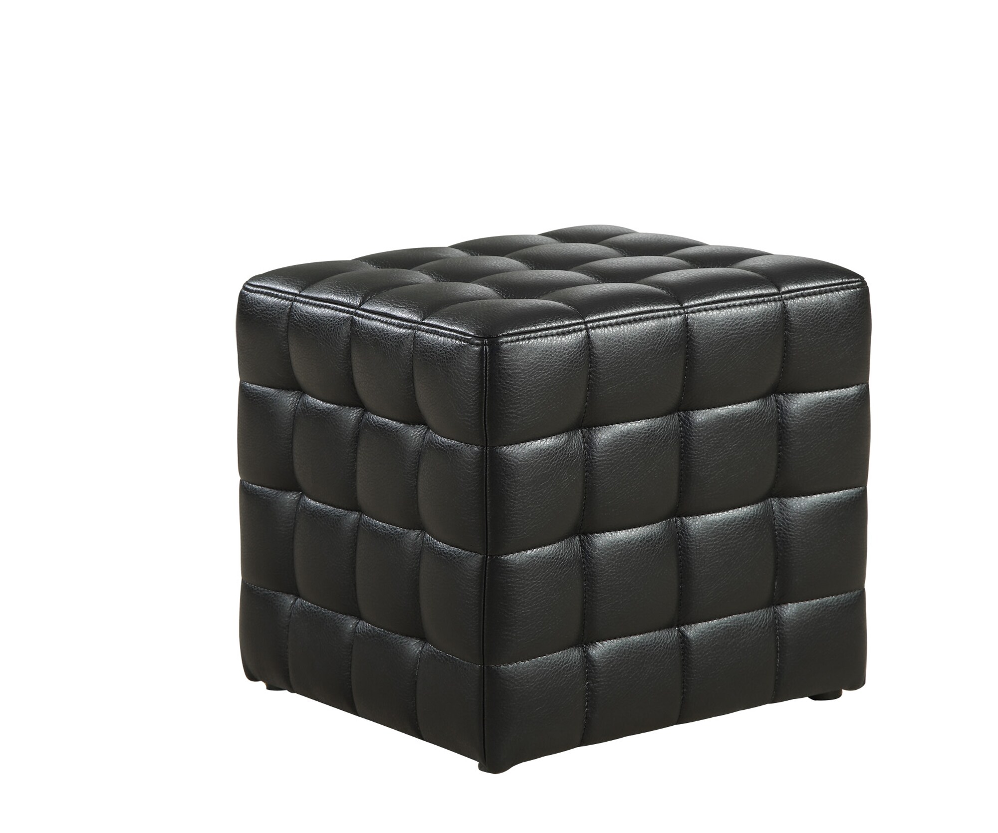 Monarch Specialties Modern Black Faux Leather Ottoman at Lowes