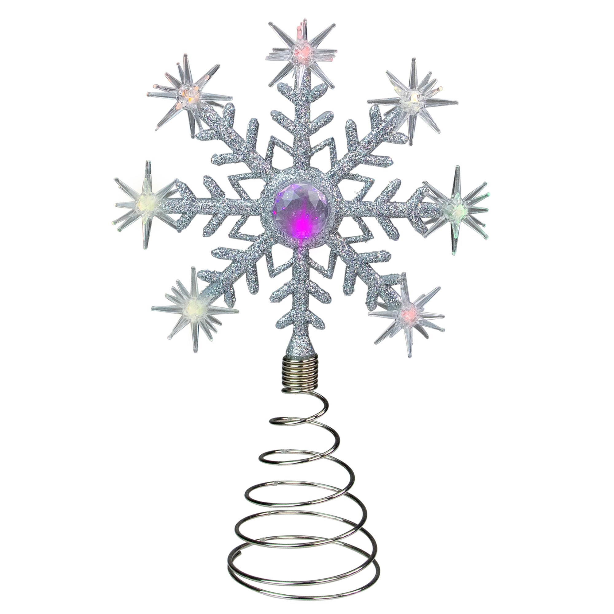 Northlight 34851766 11 Snowflake Silver Color Changing Christmas Tree Topper