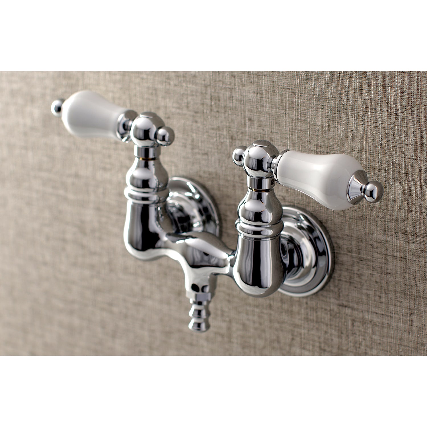 Kingston Brass WLAE36T1 Vintage Polished chrome 2-handle Wall-mount Low-arc Bathtub Faucet ( Valve Included )
