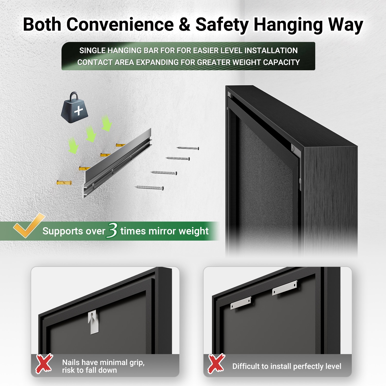 QueenFun MFMB3036BK Framed-Bath-Mirrors - View #4