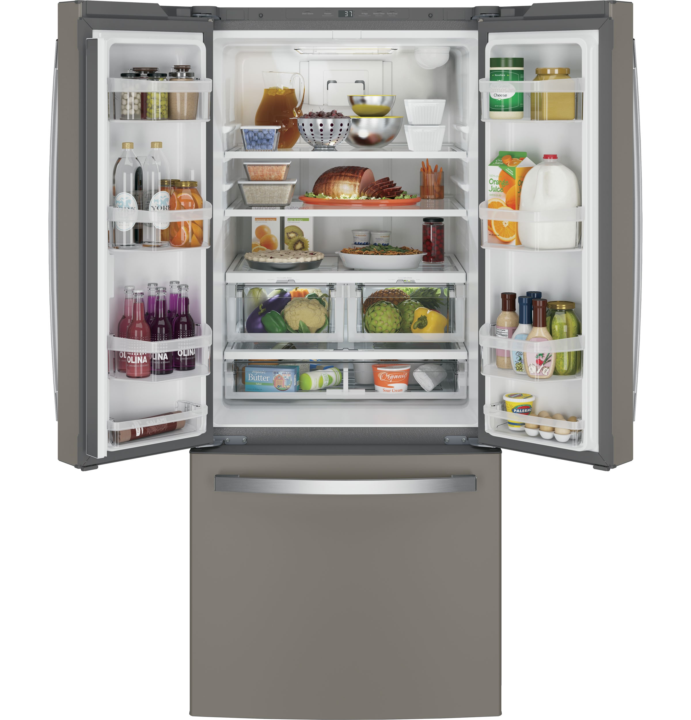 GE 20.8-cu ft French Door Refrigerator with Ice Maker (Slate) ENERGY ...