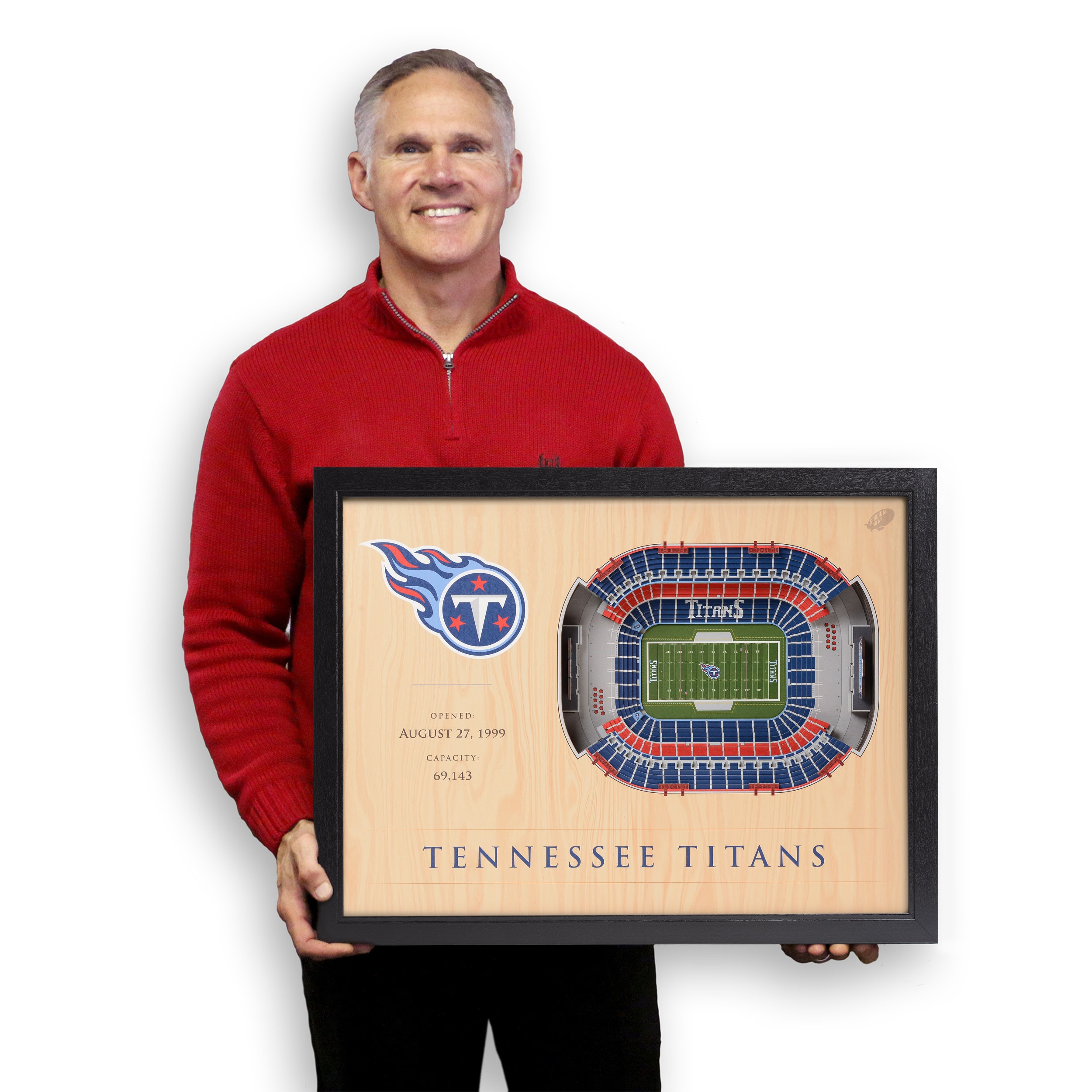 StadiumViews Tennessee Titans Youthefan Brown Wood Floater Frame 19.5-in H  x 25.5-in W Sports 3D Art in the Wall Art department at