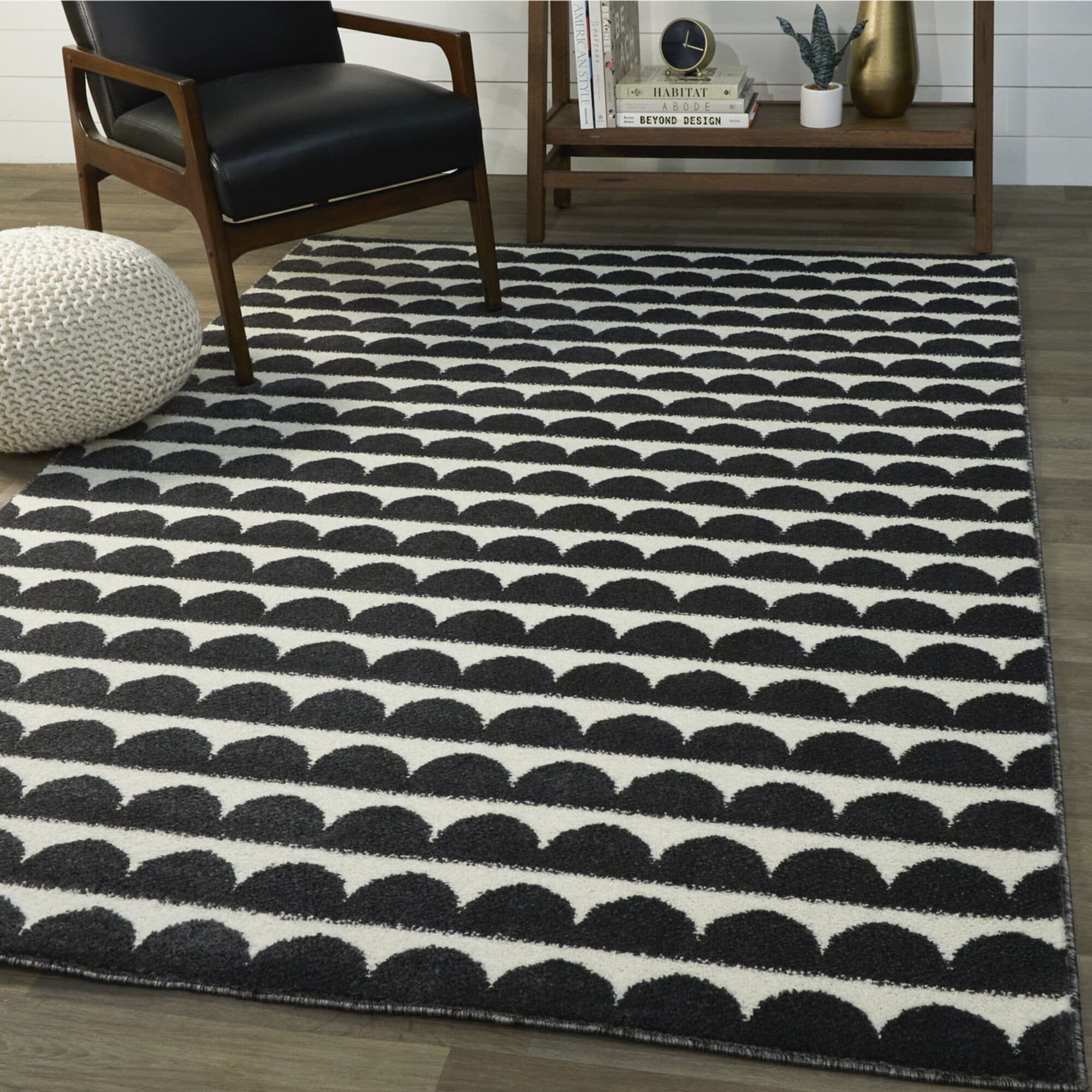 Balta 3007846 5 x 7 (ft) Loomed Polypropylene Charcoal Rectangular Indoor Geometric Bohemian/Eclectic Area rug