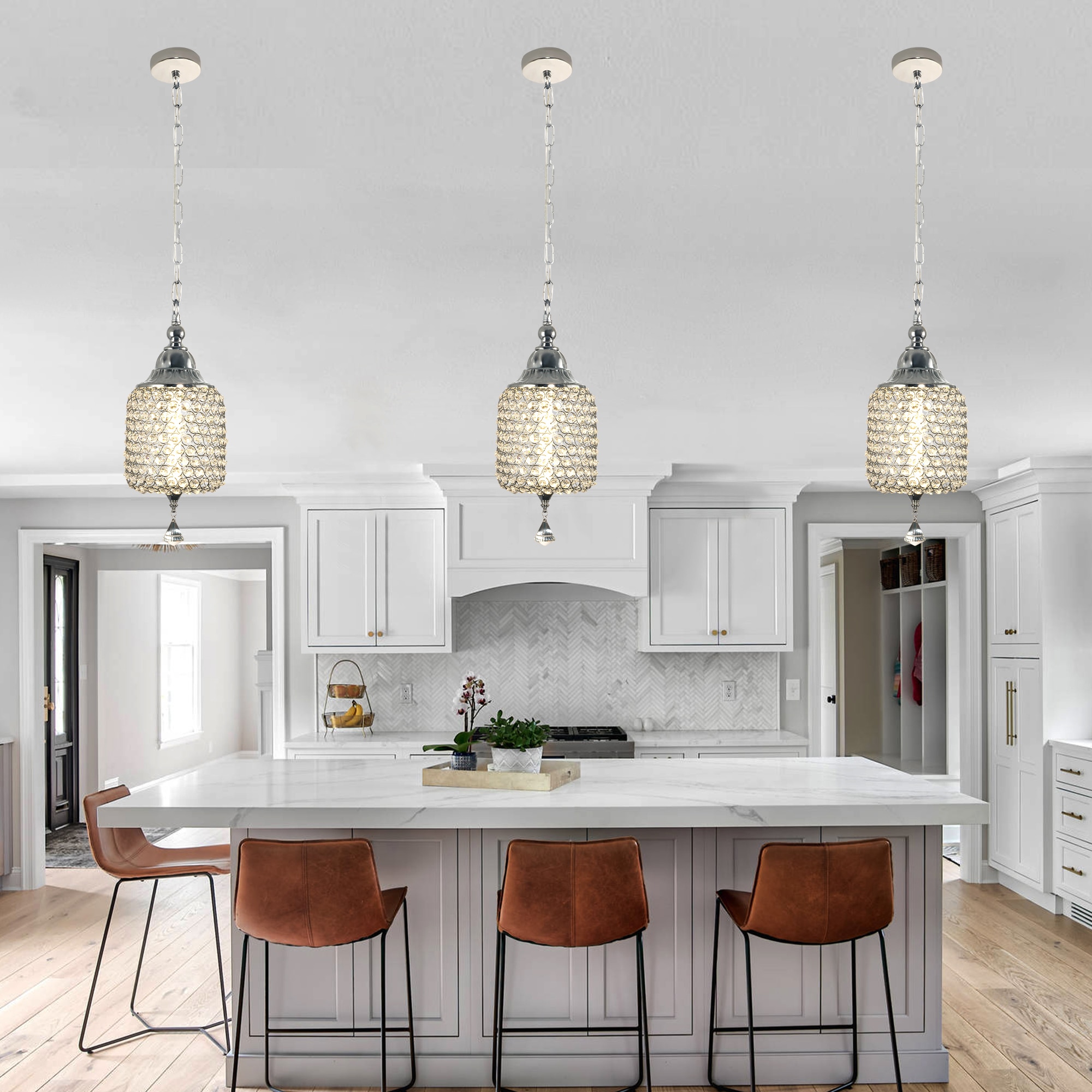 Oaks Decor BD4074OKEL-C Cascade 1 -Light Polished Chrome Modern/contemporary Crystal For Use in Bedrooms, Dining Rooms, Foyers, Kitchens, Living Rooms Chandelier