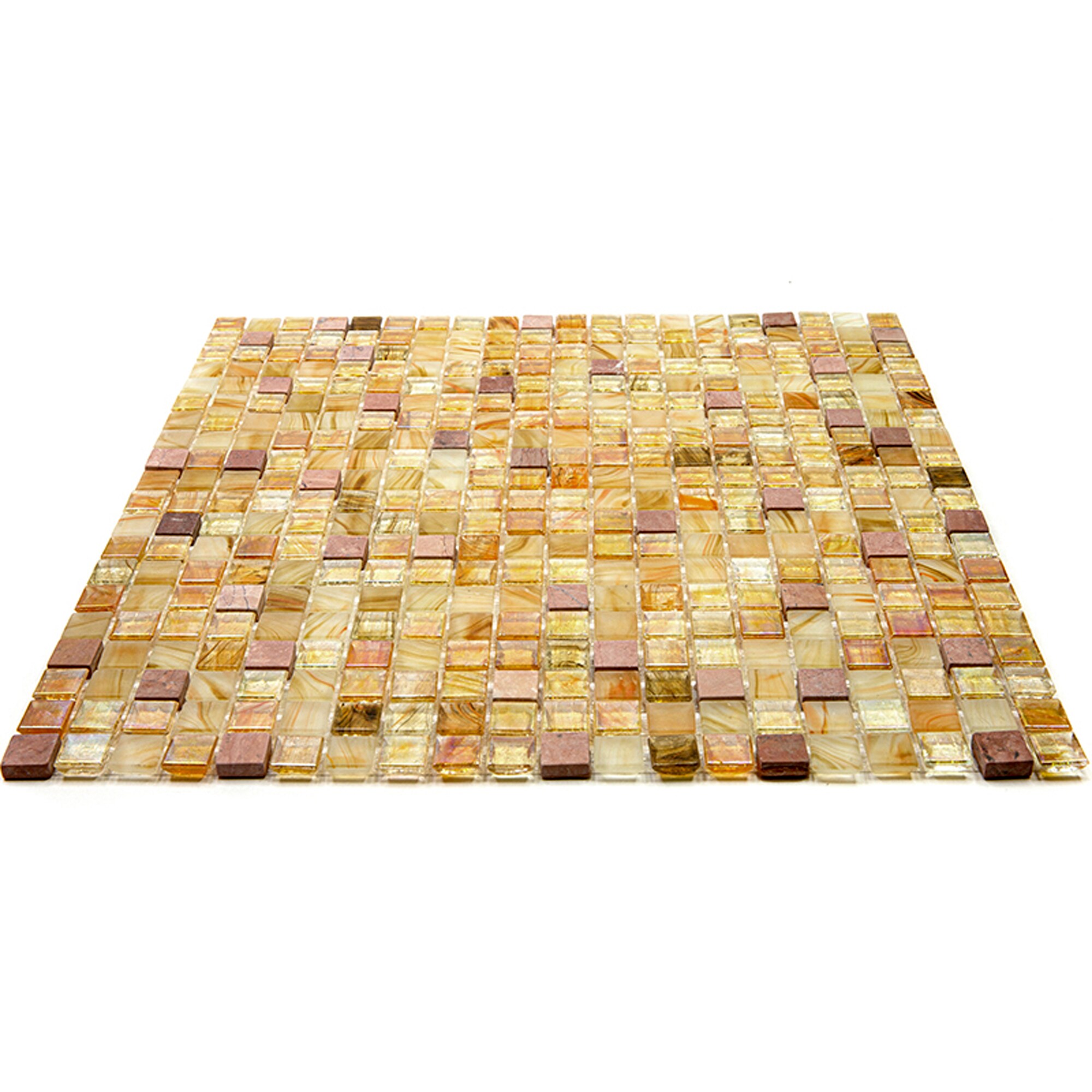 Mingles 11.6" Beige and Pearl Glass Mosaic Tile