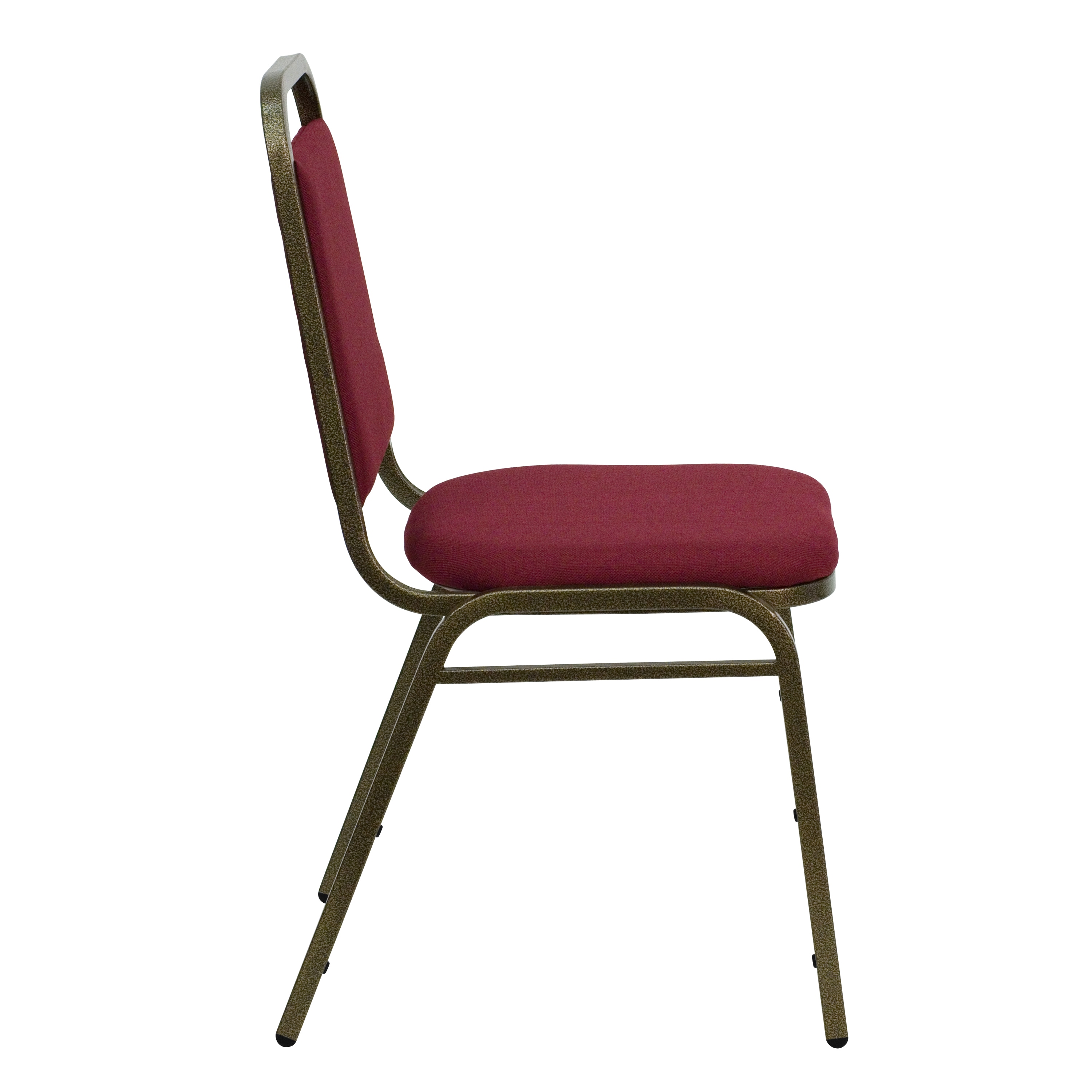 Burgundy Fabric and Gold Steel Stacking Banquet Chair