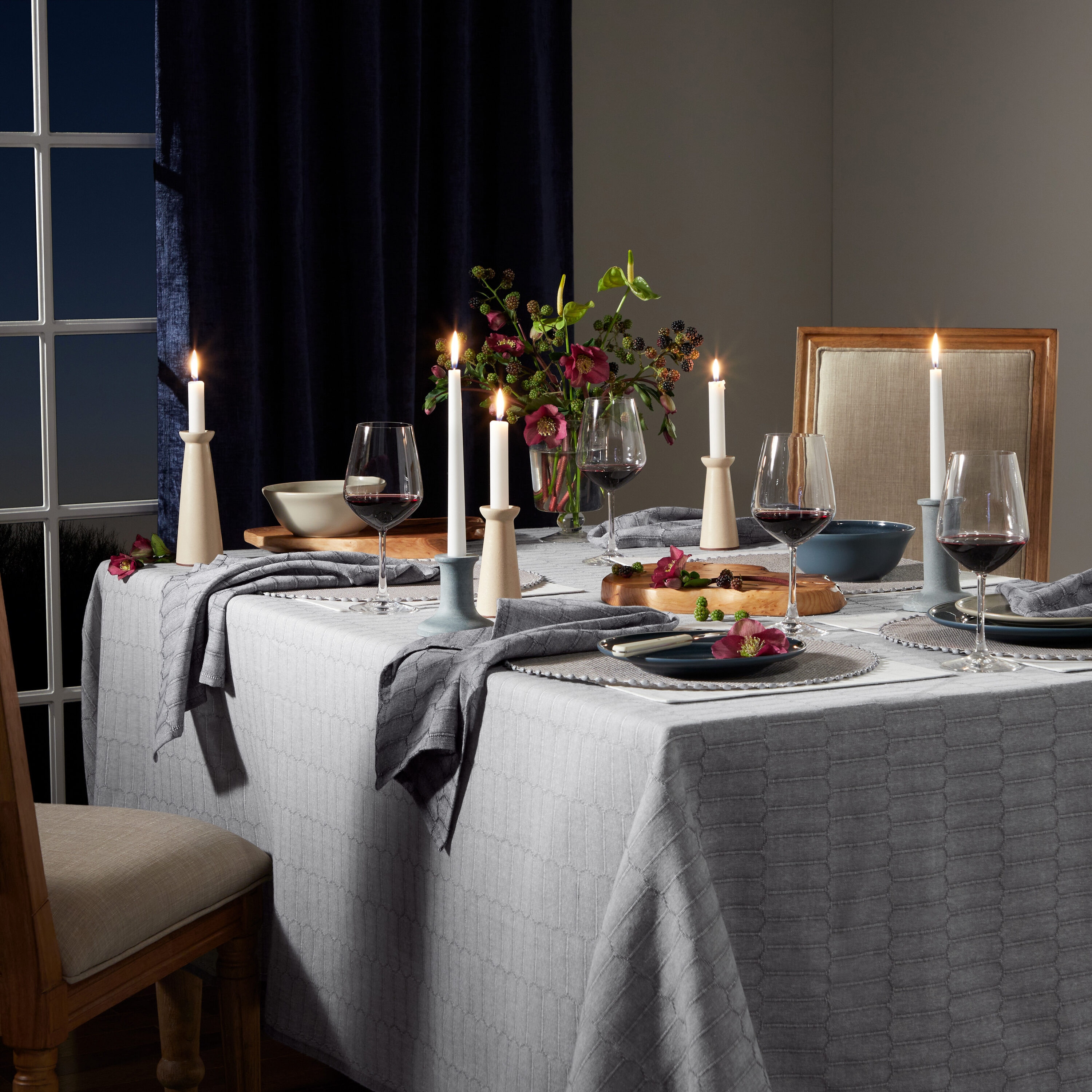 Gray Woven Water Resistant Round Paper Placemats Set of Six
