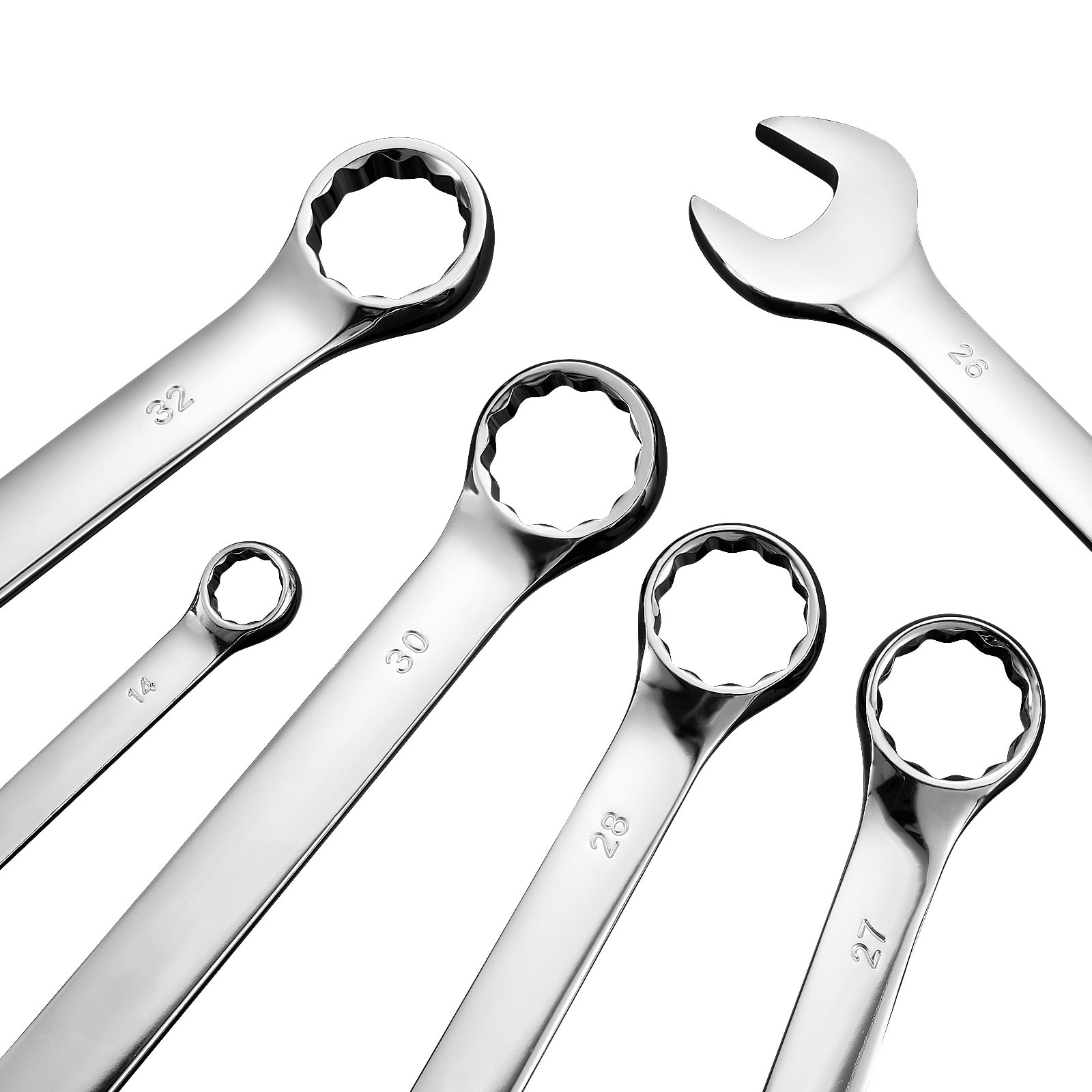 Mecale 25-Piece Combination Wrench Set Open End and 12-Point Box Metric 6-32 mm Carbon Steel Roll-Up Pouch