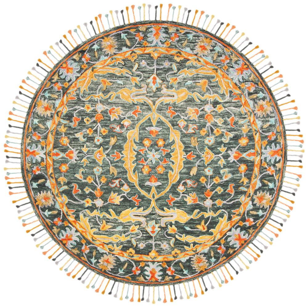 Safavieh APN116X-7R Aspen Barrie 7 x 7 (ft) Tufted Wool Olive/Rust Round Indoor Floral/Botanical Farmhouse/Cottage Area rug
