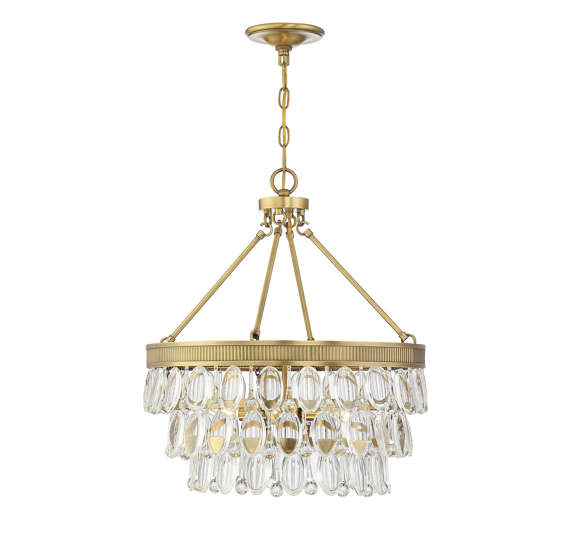Windham Warm Brass Crystal LED Pendant with Polished Nickel Accents