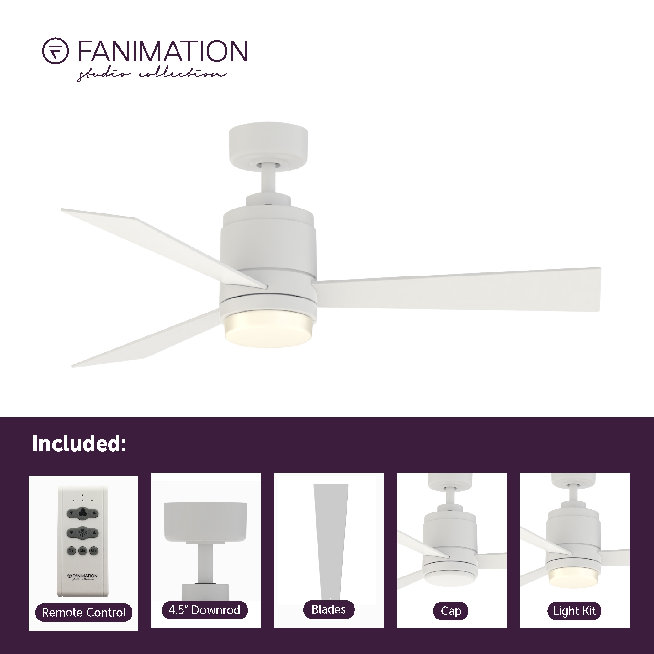 Fanimation Studio Collection All-Weather Pylon 48-in Matte White ...