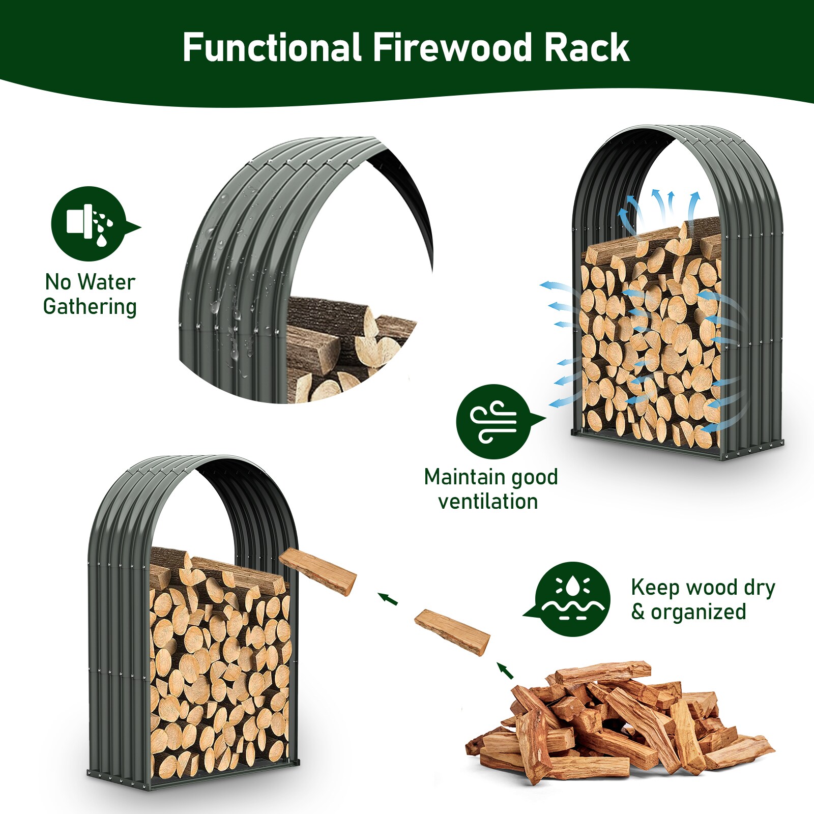 Runesay 18 in x 54 in x 36 in metal adjustable firewood rack worack 09