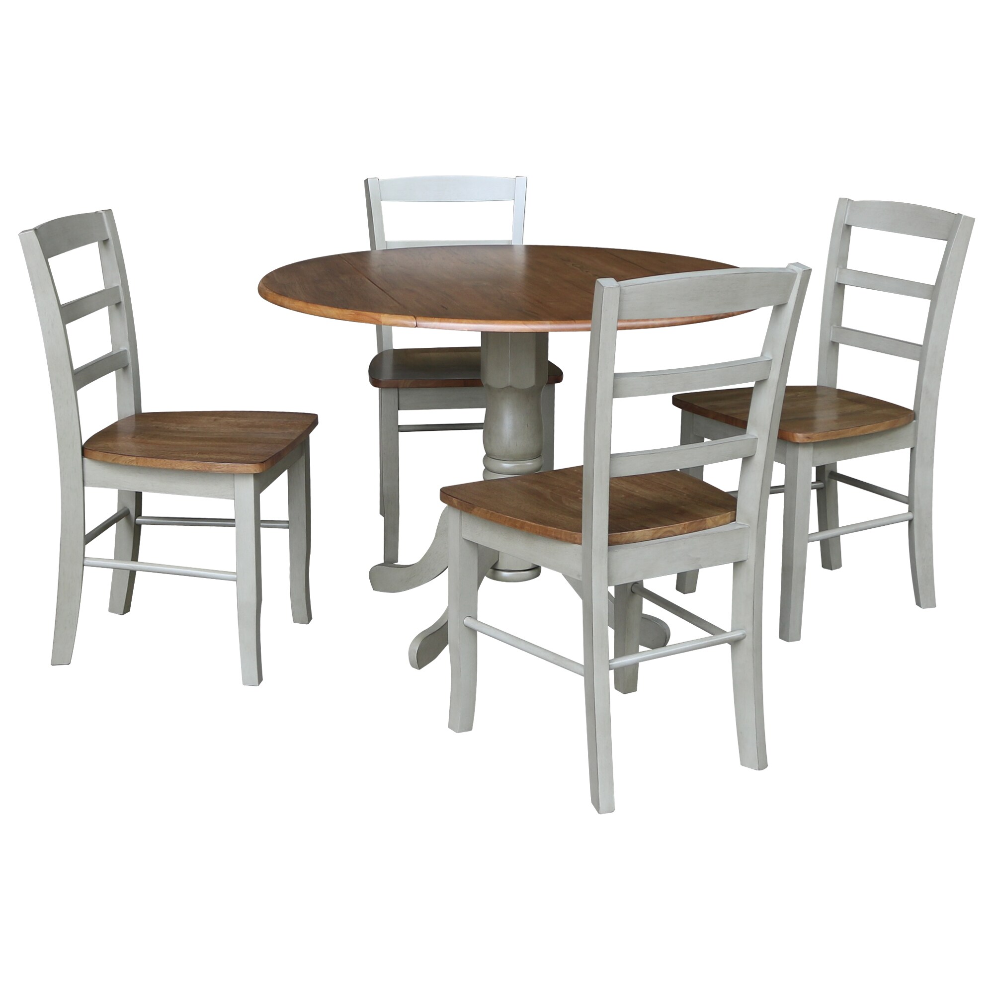 International Concepts K41-42DP-C2-4 Distressed hickory/stone Traditional Dining Room Set with Round Table ( Seats 4 )
