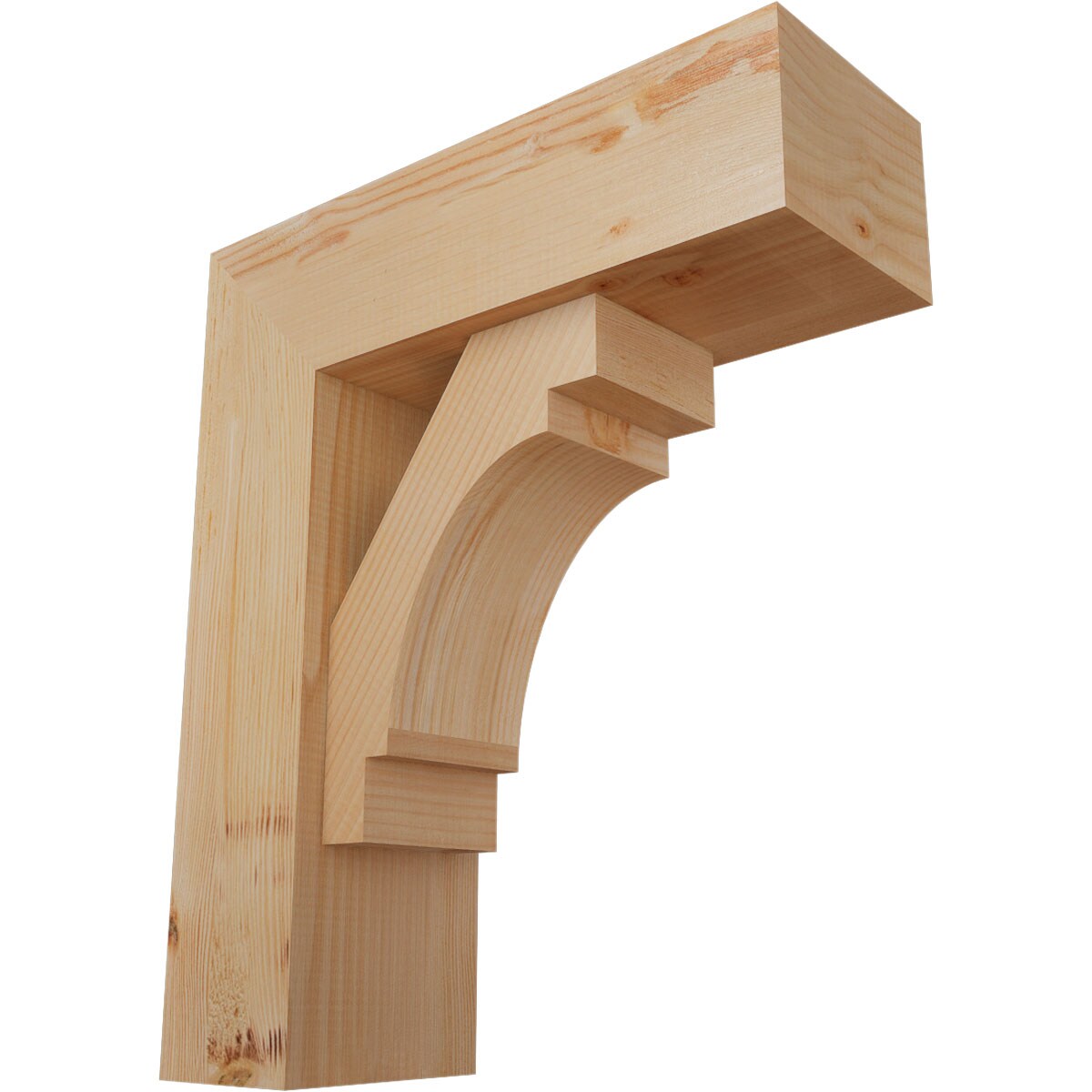 Ekena Millwork 1463371 Merced block smooth bracket with offset brace Douglas Fir Wood Standard Bracket