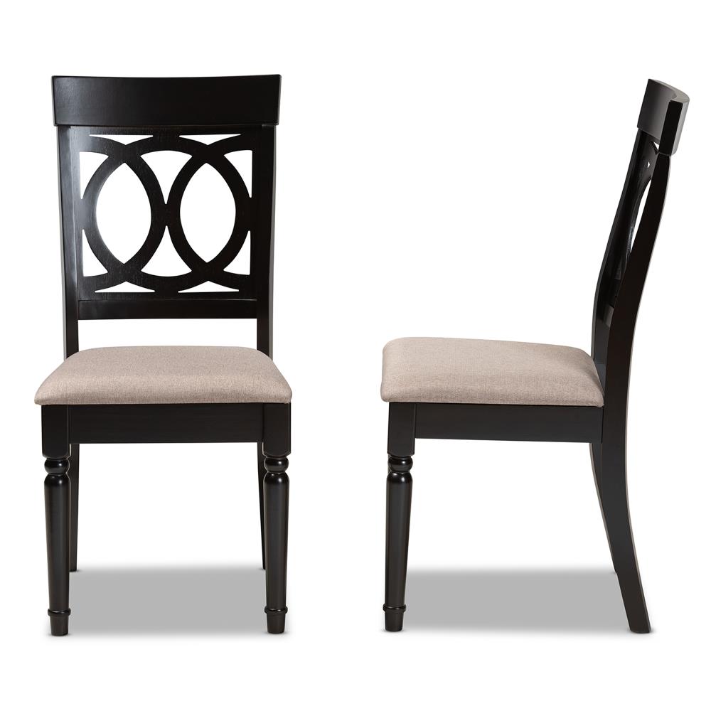 Lucie Sand and Dark Brown Wood Dining Chair Set