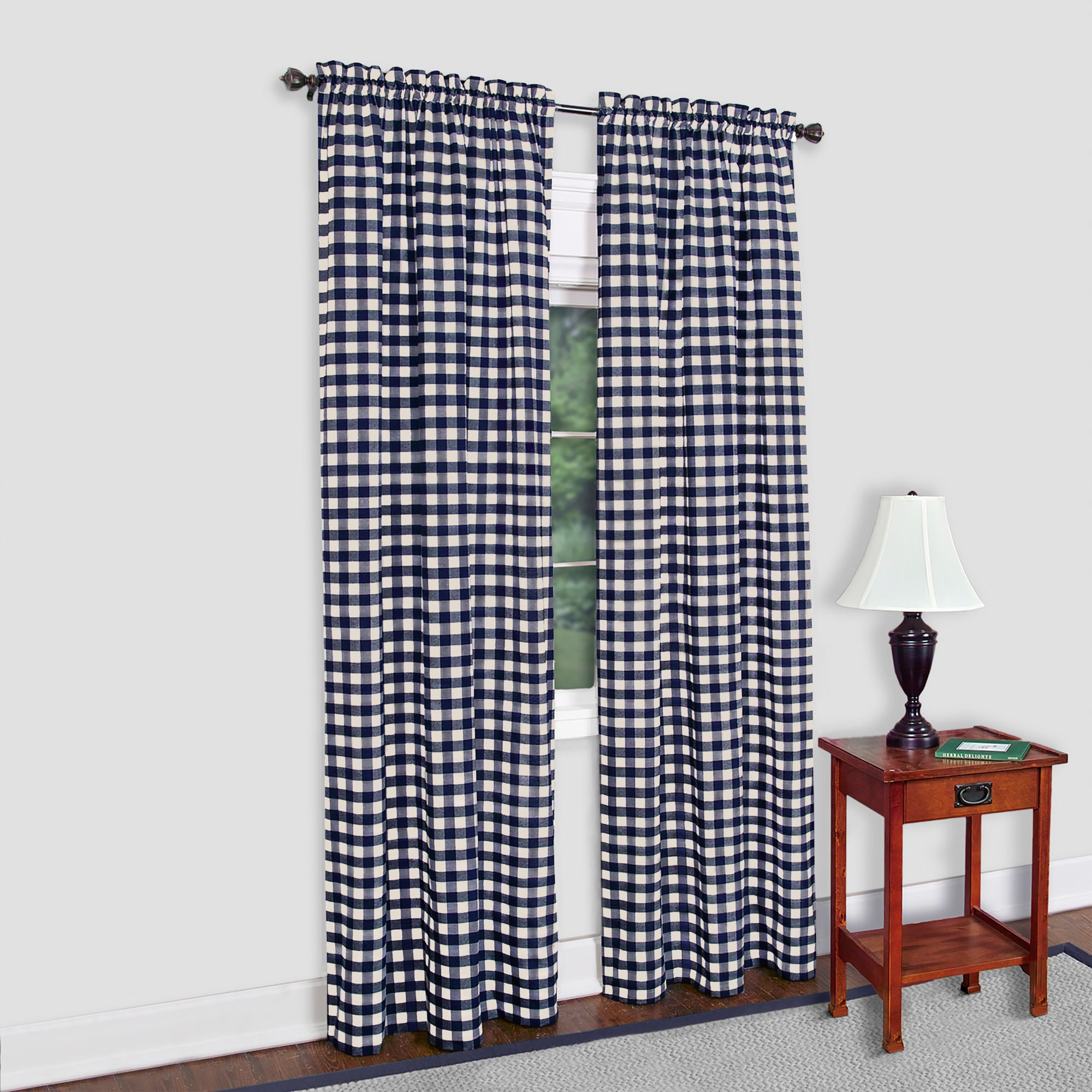 Achim BCPN95NY12 95-Inches Navy Block Light filtering Rod pocket Single curtain panel