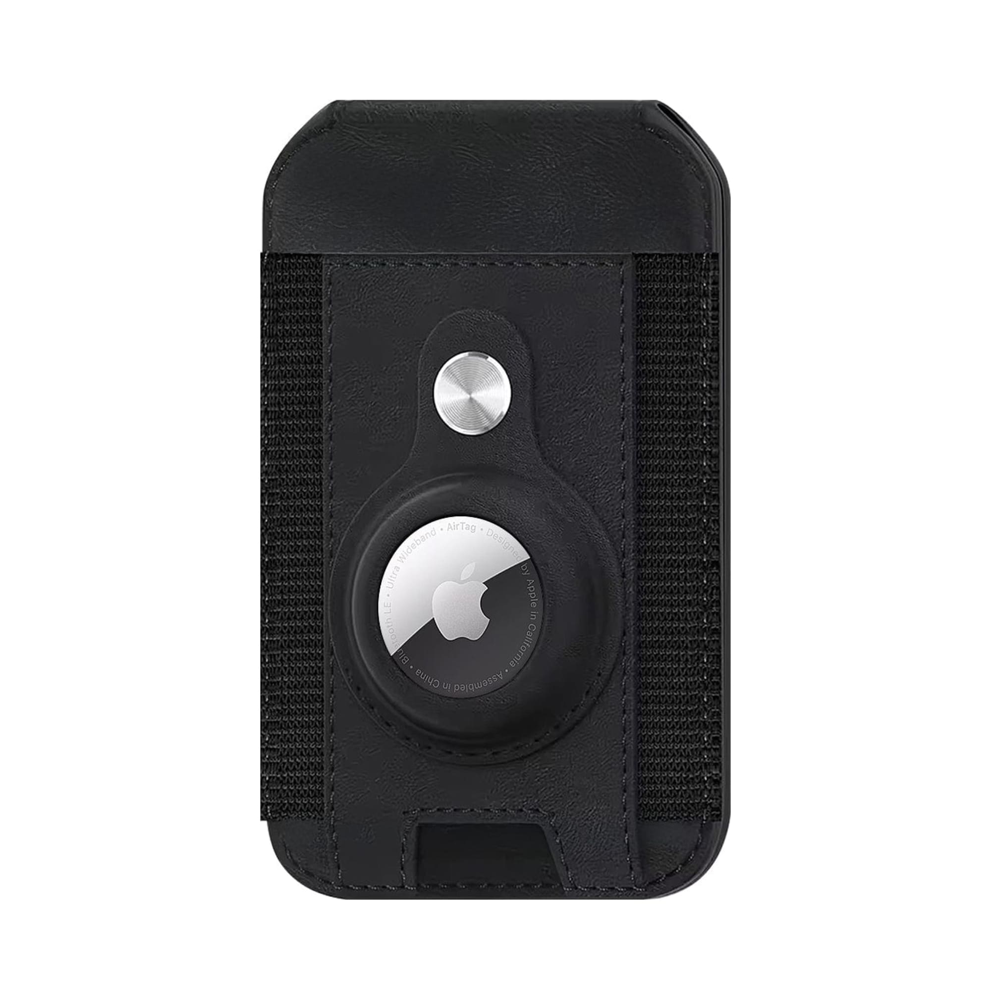 SAHARA - Indy Seres Black Leather Airtag Wallet Stand Case - Magsafe Compatible iPhones #CP00712