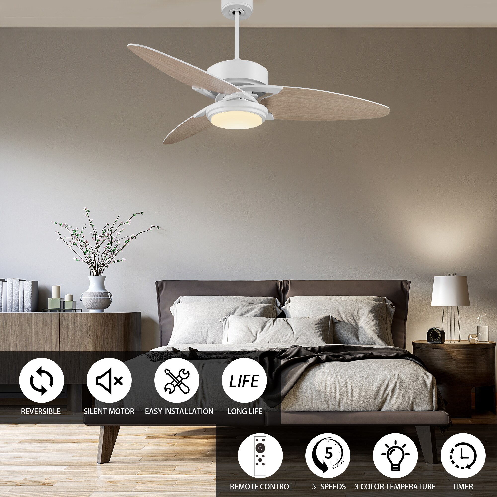 CARRO USA LDC523B-L12-WT-1 Ceiling-Fans - View #6
