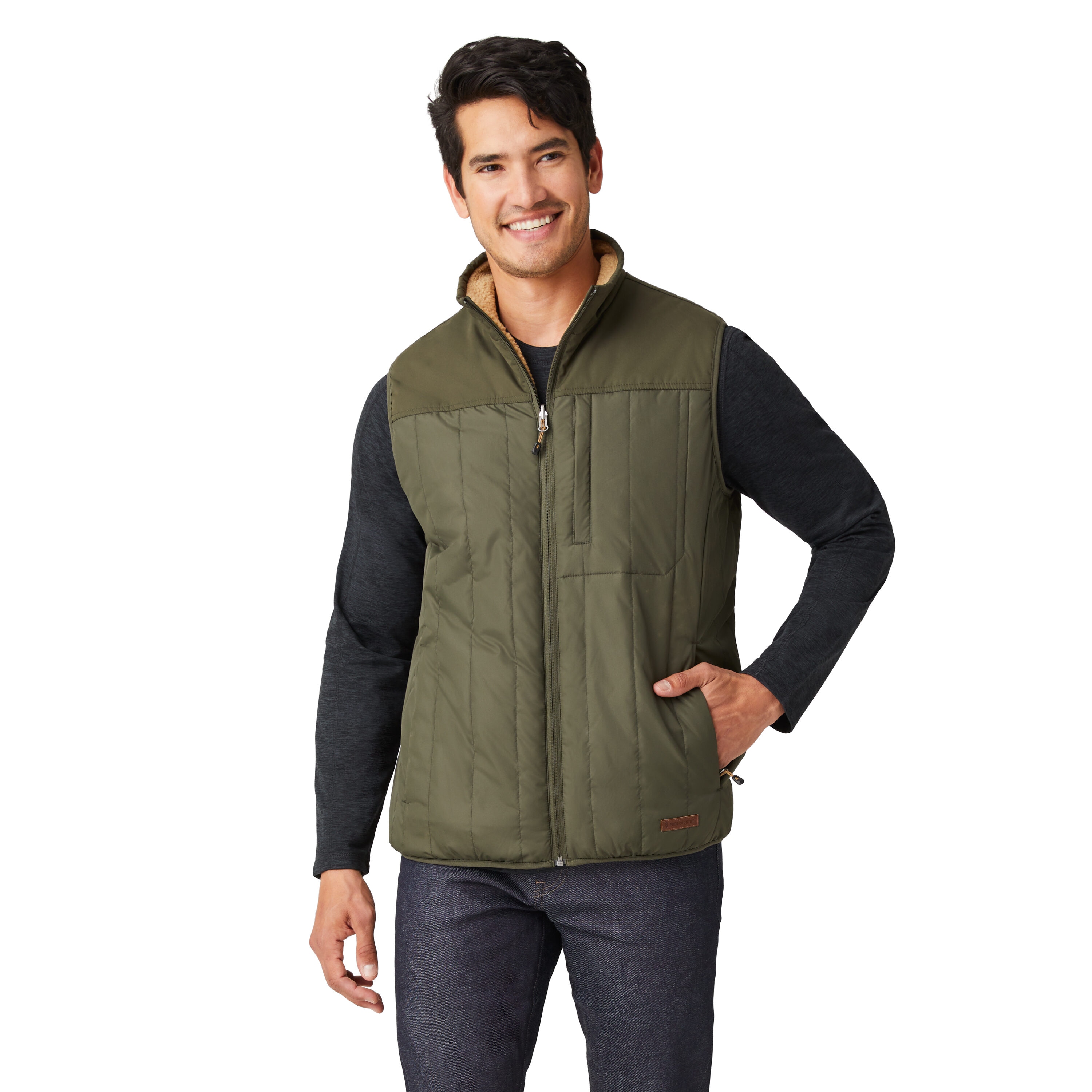 Free Country Men's Duffle Olive Polyester Insulated Vest (Medium) in ...