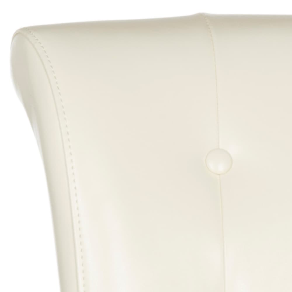 Espresso Birchwood and Flat Cream Bicast Leather Counter Stool