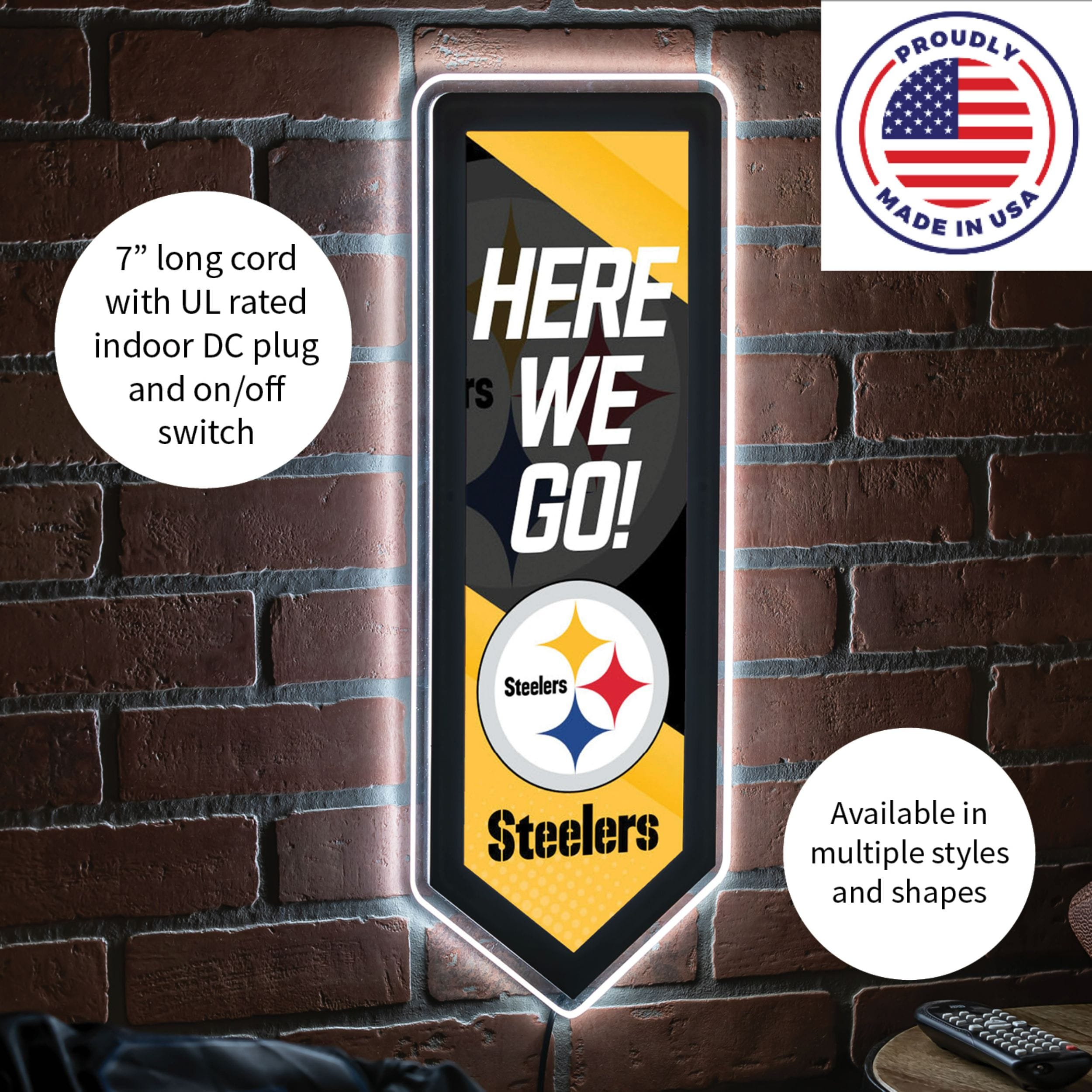 Evergreen Pittsburgh Steelers NFL Football Pennant Glazelite LED Decor ...