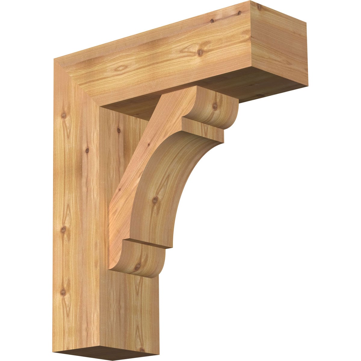 Ekena Millwork 1463571 Olympic Block Smooth Bracket with Offset Brace 7-1/2-in x 22-in x 26-in Western red cedar Brown Wood Standard bracket