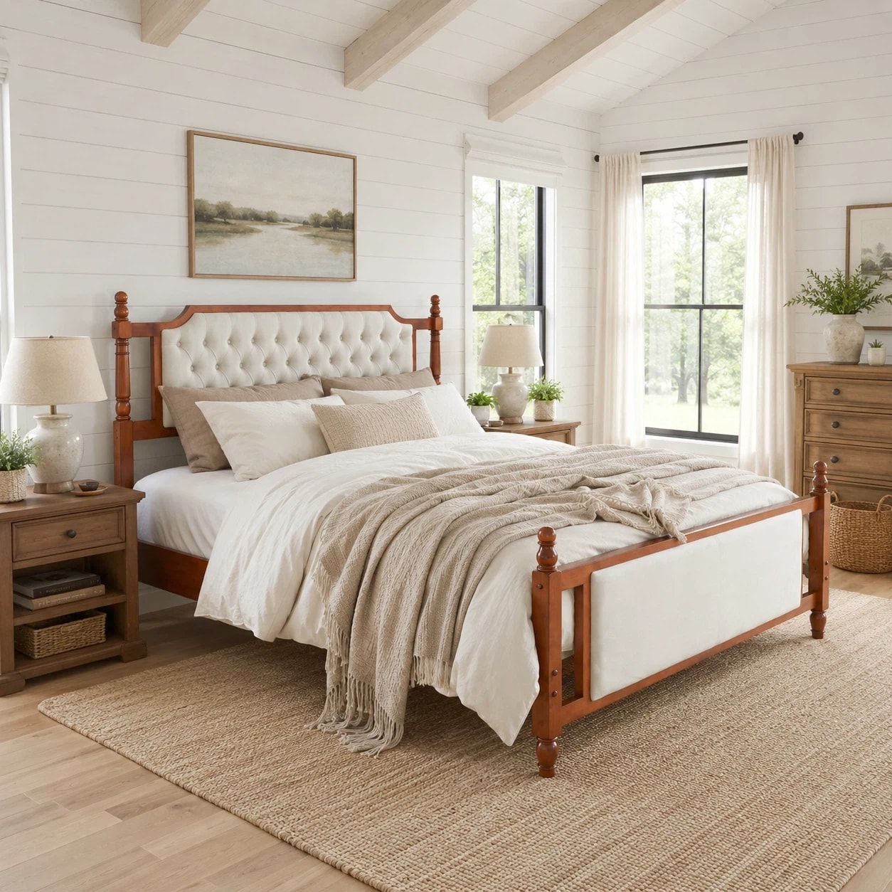 ModernLuxe - Assembly Required King Size Upholstered Platform Bed with Button Tufted Headboard So...