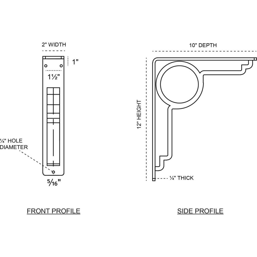 Ekena Millwork Maria 10-in x 2-in x 12-in Gray Wrought Iron Mounting Bracket BKTM02X10X12TMAASV Sansujyuku sansujyuku.com