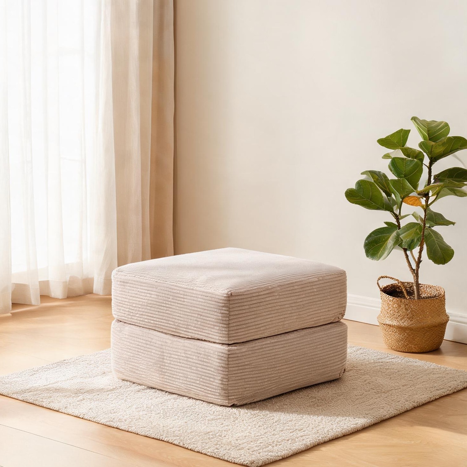 Naturefalls Modular Rectangular Upholstered Ottoman in Fabric with Foam ...