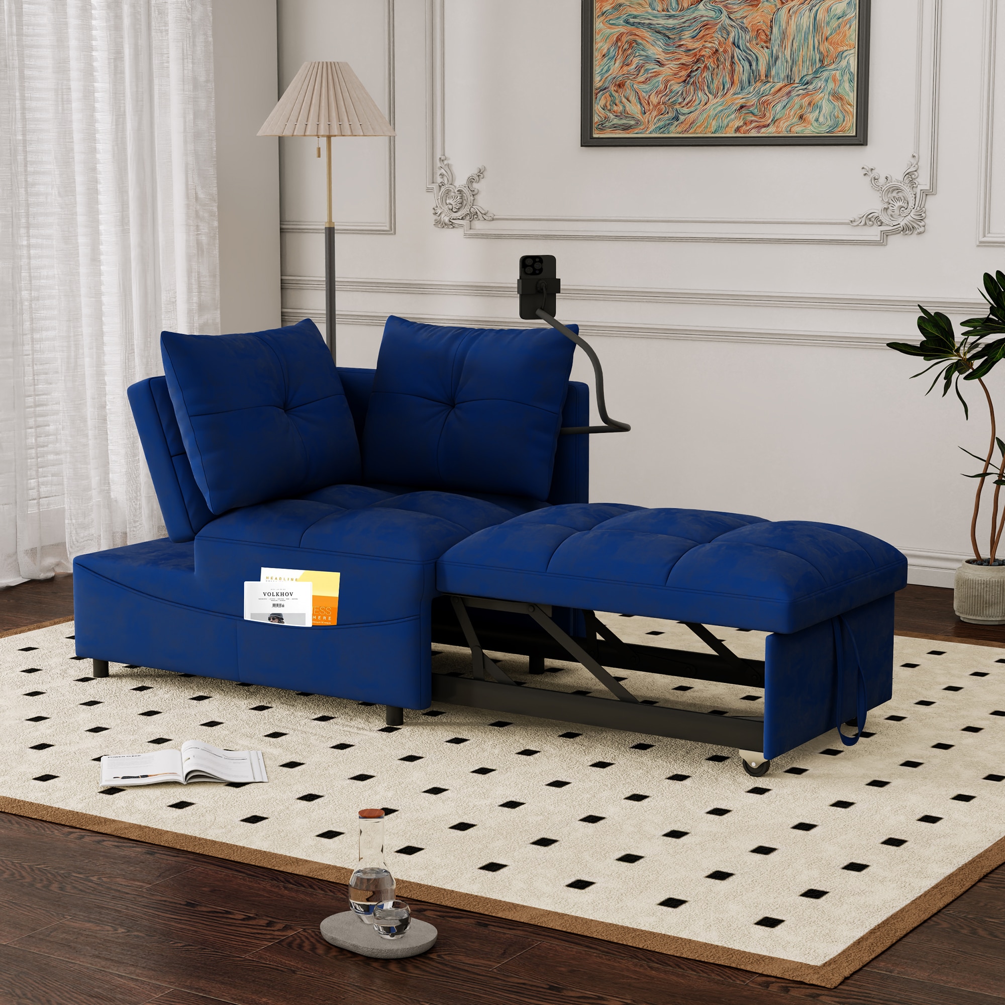 Bybafun YC5200027 Blue Contemporary/Modern Velvet Sofa bed