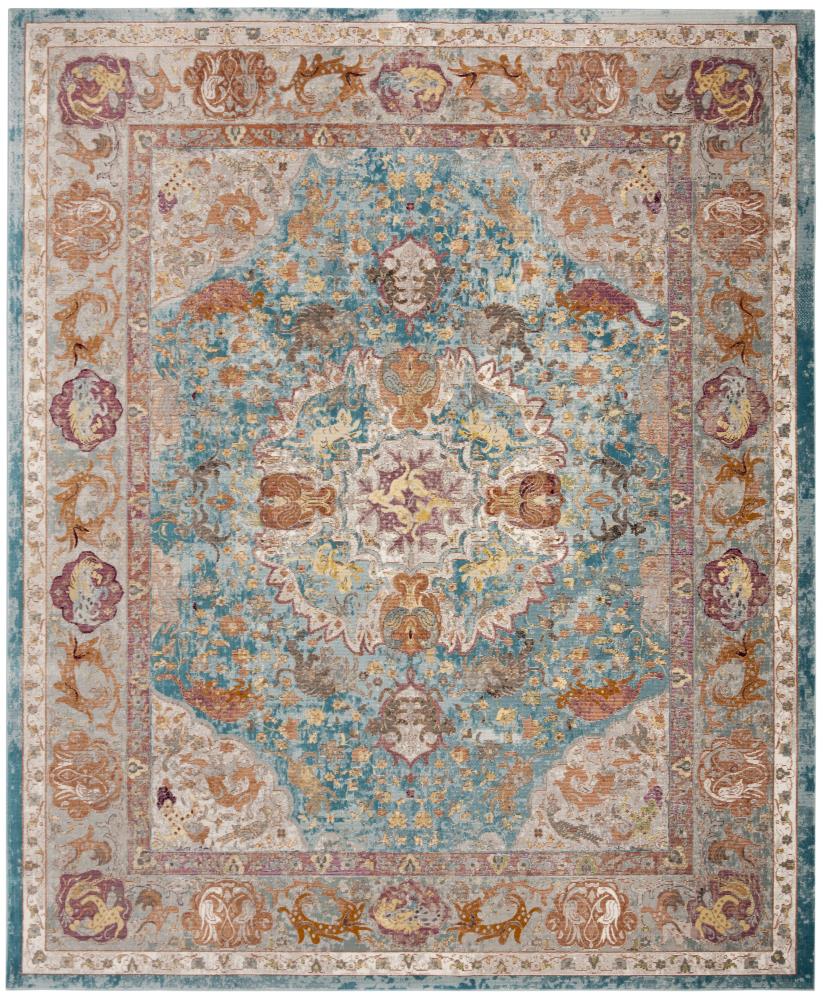 Safavieh Aria Qajar 8 X 10 Blue Orange Indoor Distressed Overdyed Vintage Area Rug In The Rugs Department At Lowes Com