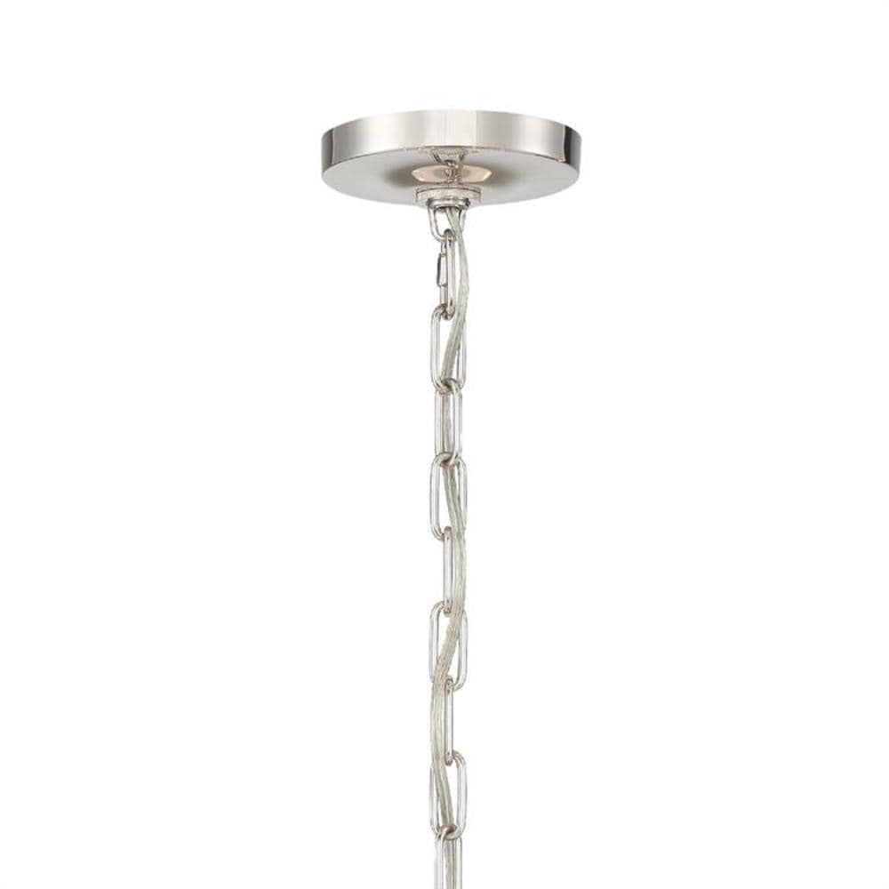 Polished Nickel Mini Chandelier with Crystal Beads and Silk Shade