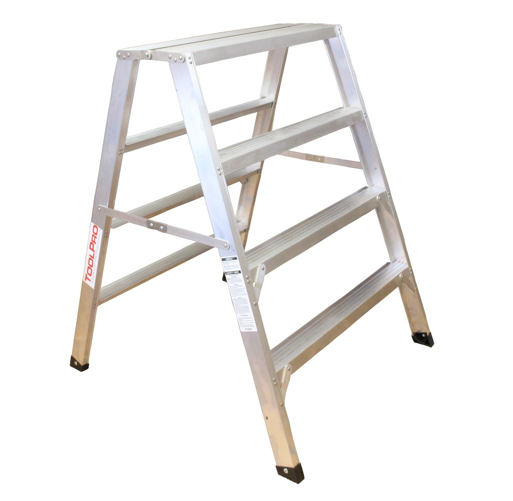 ToolPro 4 ft. Aluminum Flat-Top Sawhorse 4-ft Aluminum Type 1A-300-lb Load Capacity Step Ladder TP20324 Sansujyuku sansujyuku.com