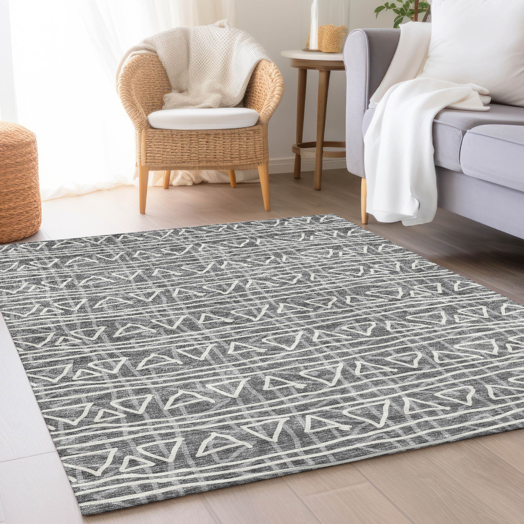 Addison Rugs ACN730CC9X12 Chantille ACN730CC 9 x 12 (ft) Polyester Charcoal Rectangular Indoor/Outdoor Geometric Machine washable Area rug
